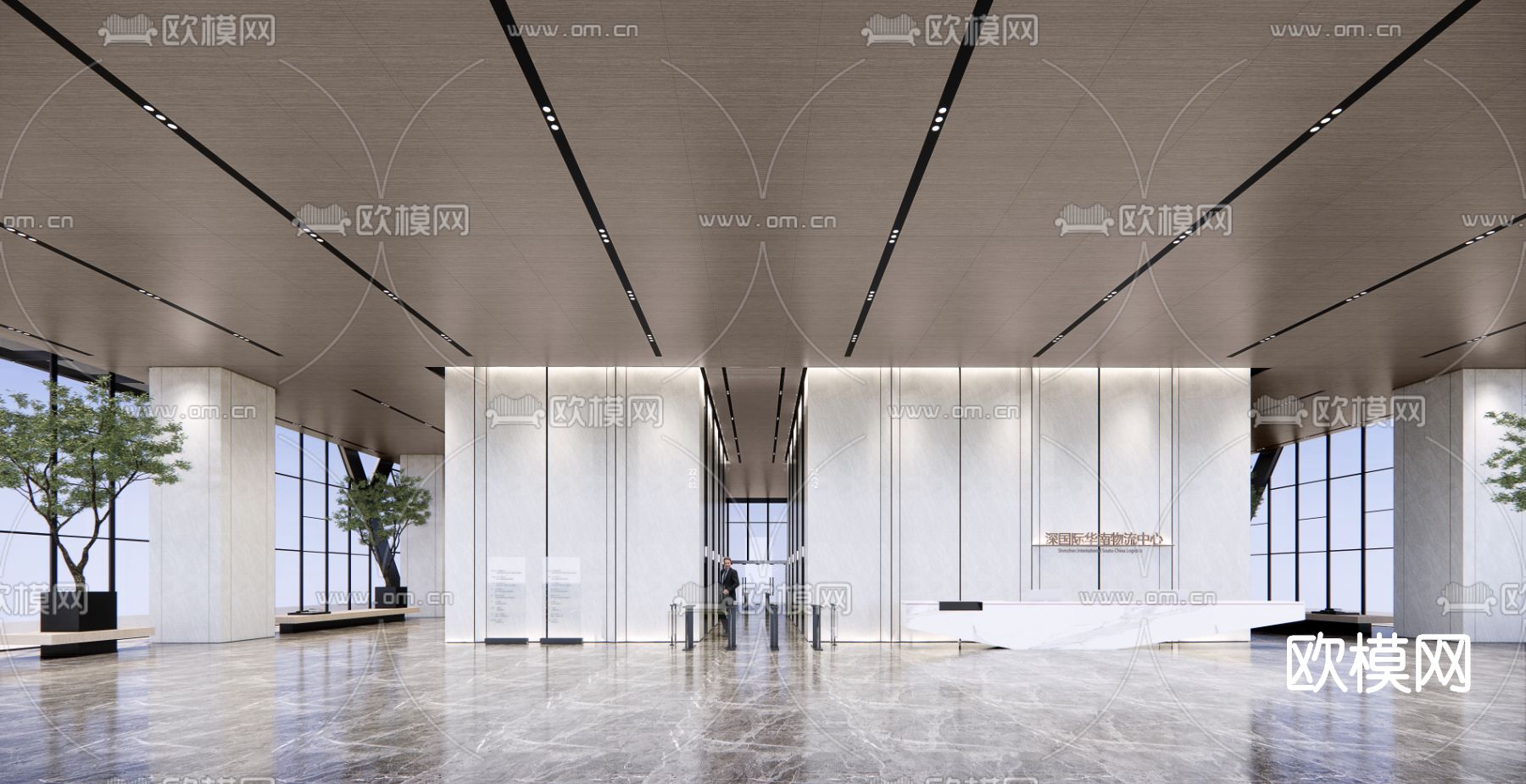 现代大堂前台su模型下载（渲染图1）