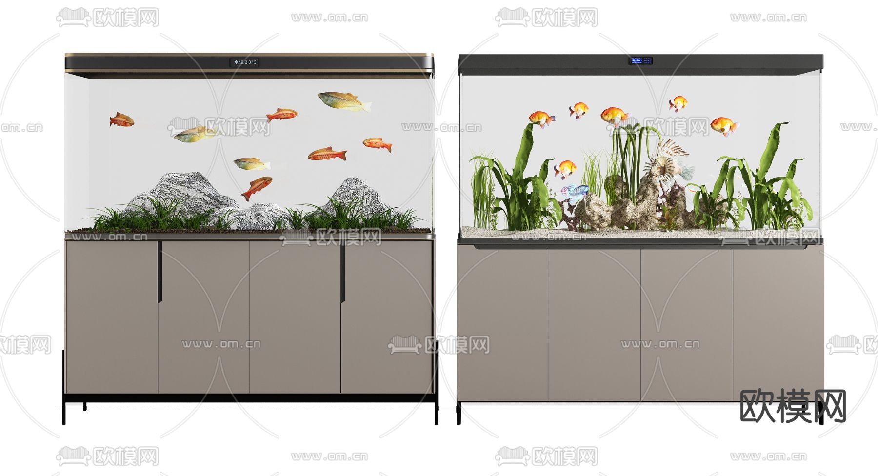 现代水族箱鱼缸3d模型下载