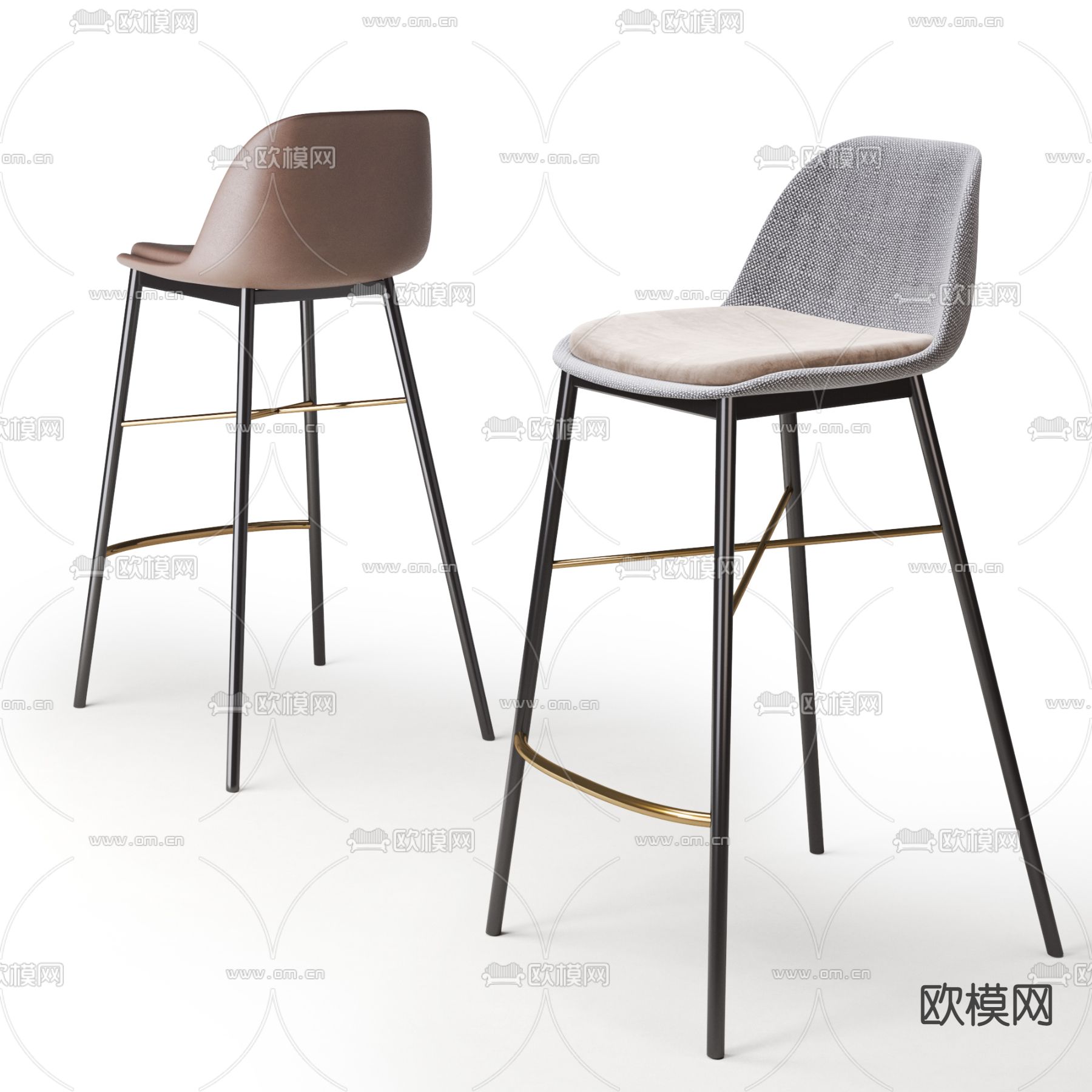 现代布艺吧台椅3d模型