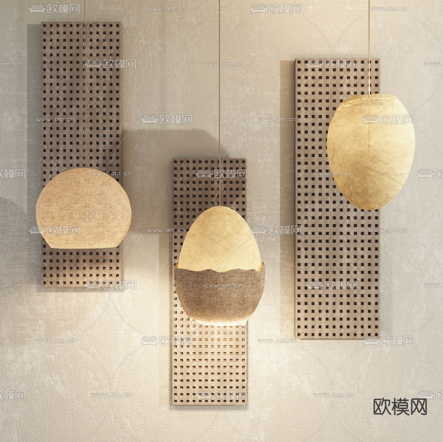 侘寂风个性吊灯3d模型下载