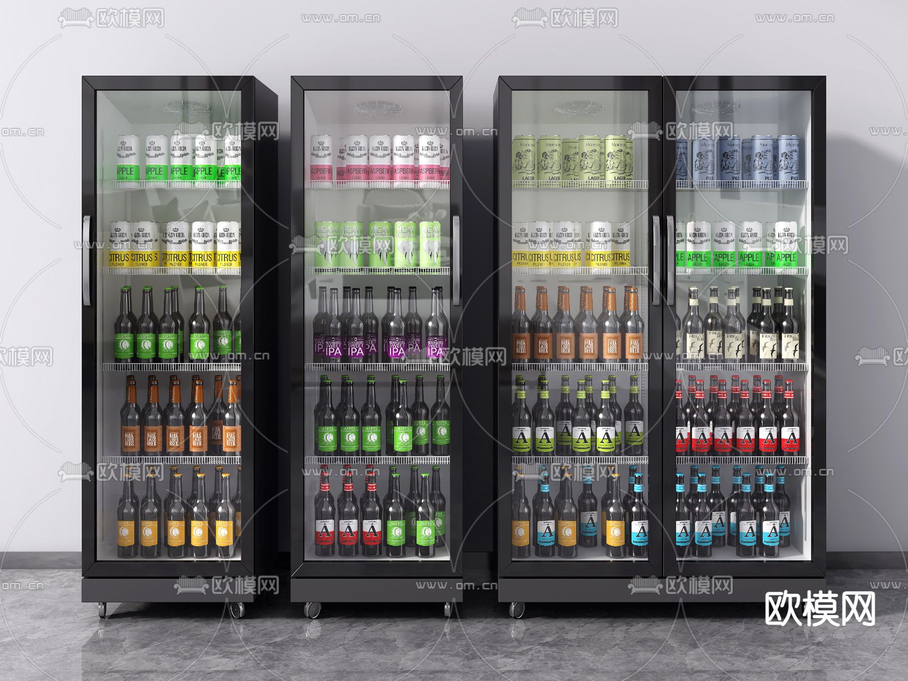 现代冰柜冷饮柜冷藏柜su模型下载（渲染图1）
