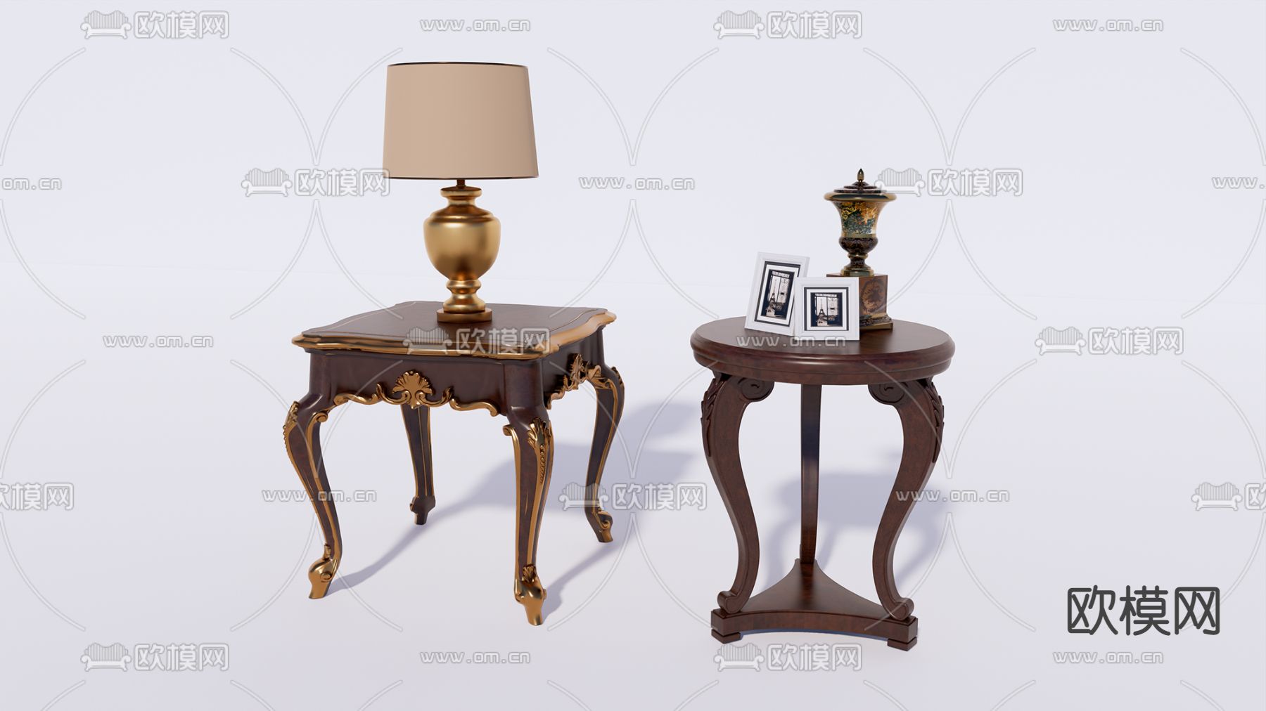 欧式古典风边几角几su模型下载（渲染图1）