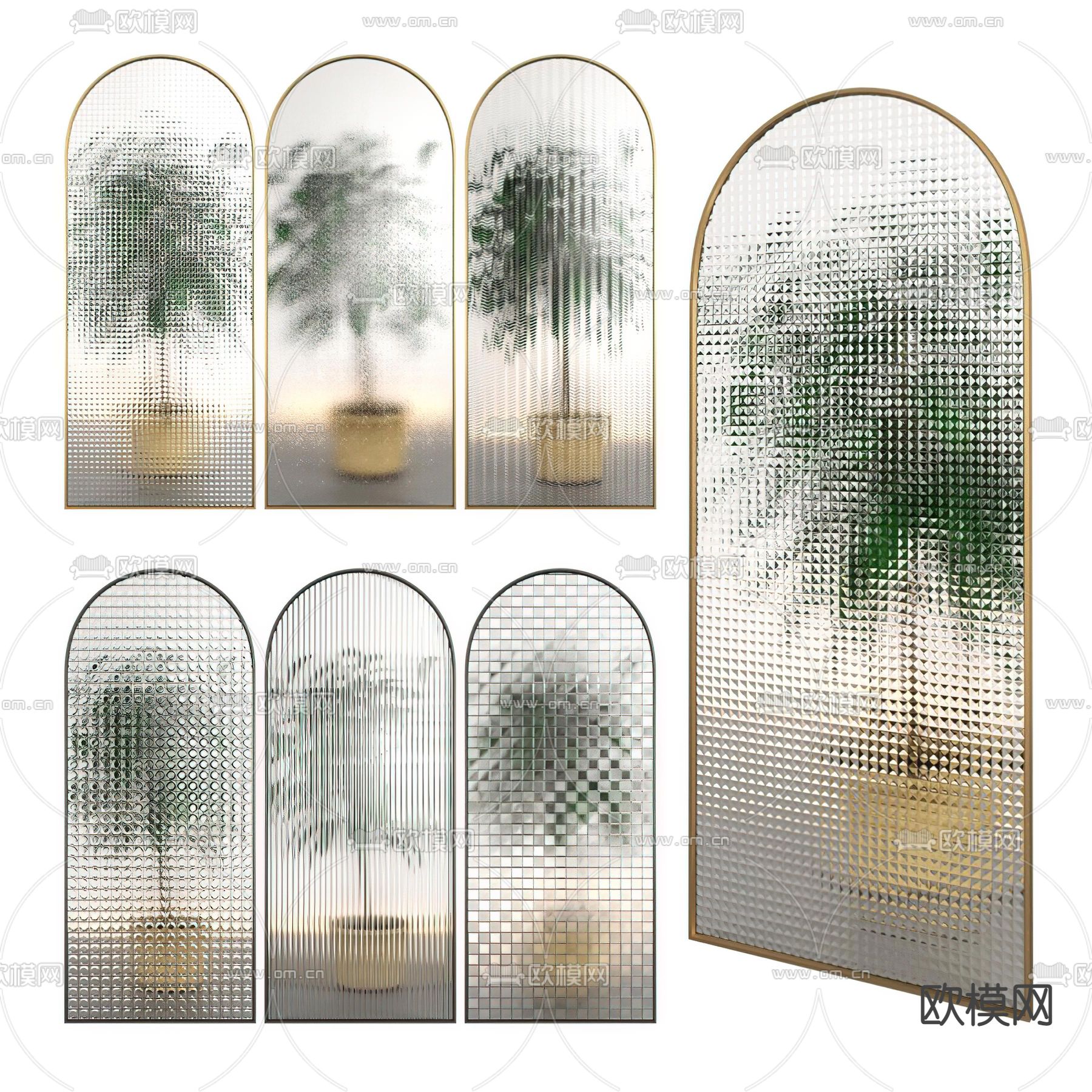 现代玻璃屏风隔断3d模型