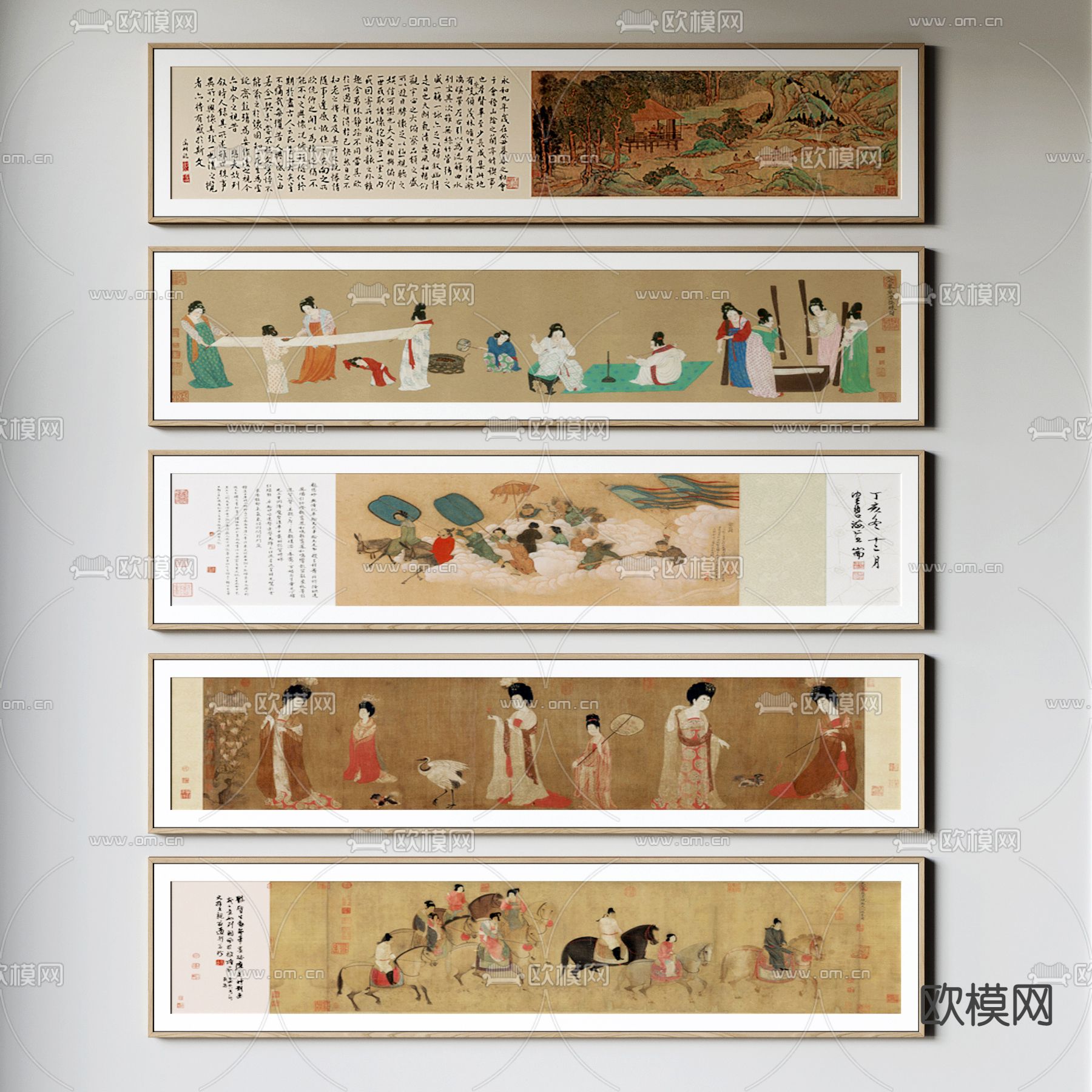 新中式装饰画挂画3d模型