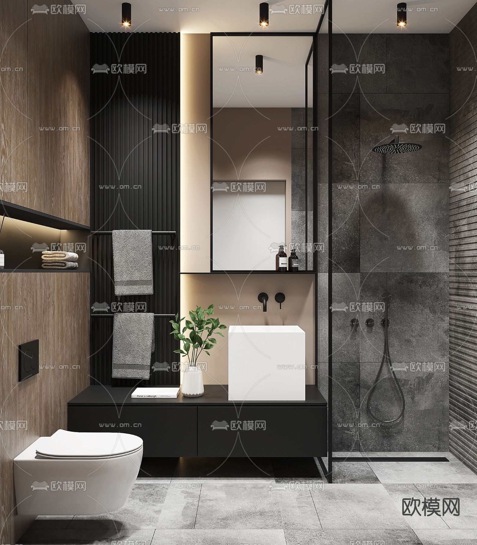 现代高级灰卫生间3d模型下载