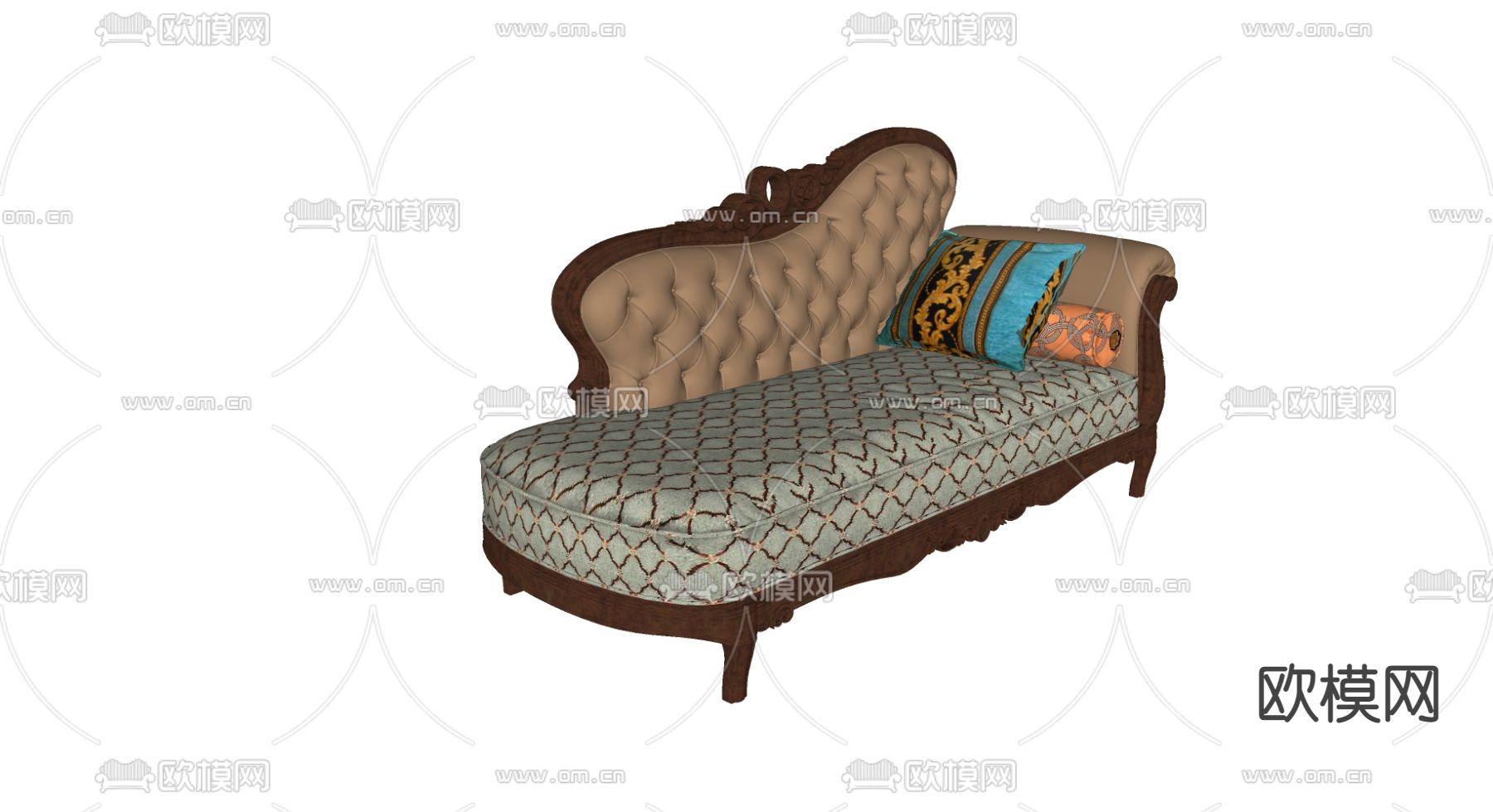 欧式贵妃椅su模型下载（渲染图2）