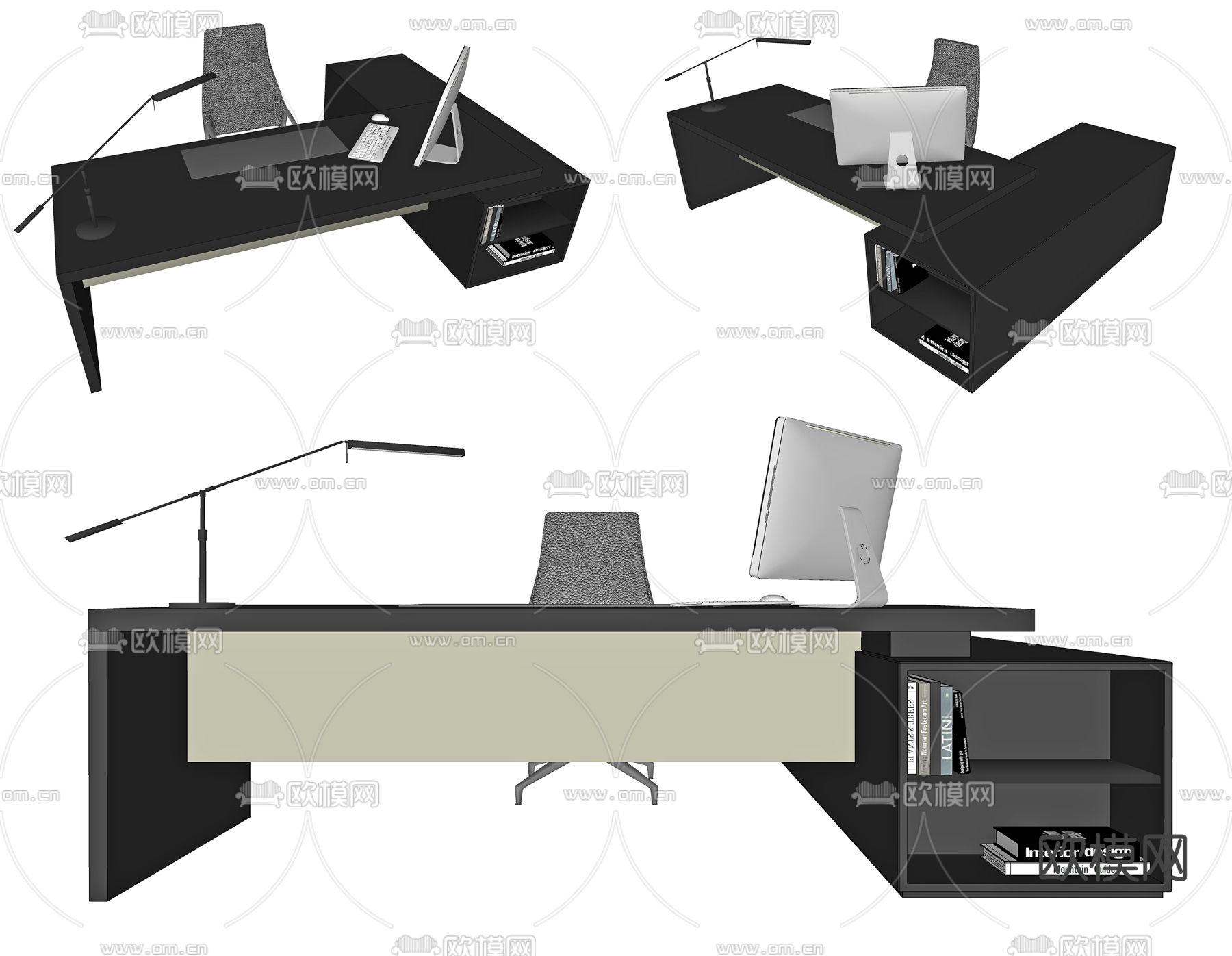 现代办公桌椅su模型下载（渲染图1）