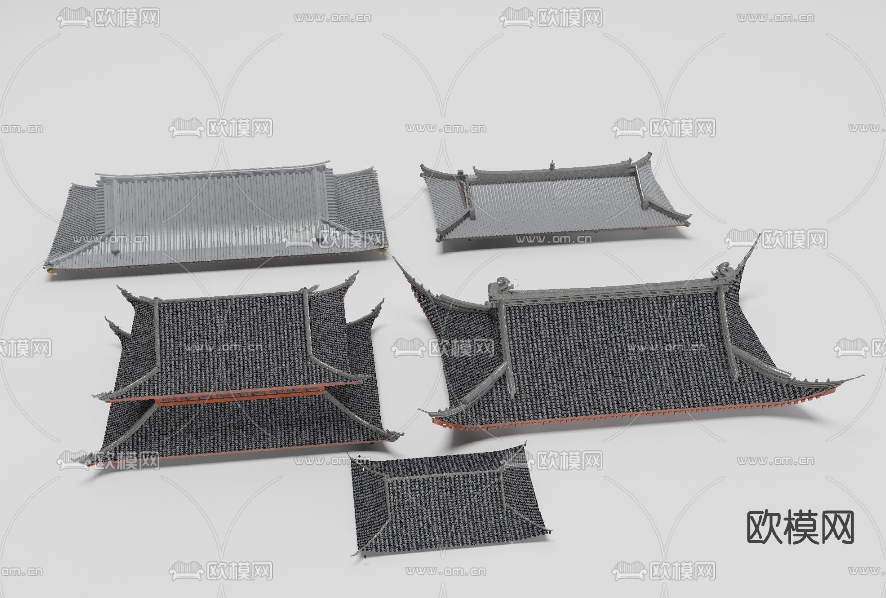 中式建筑屋顶免费3d模型下载