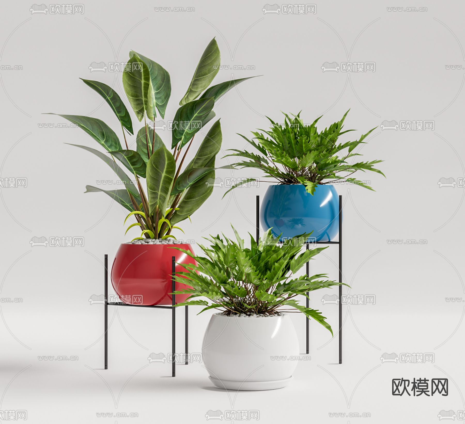 现代植物盆栽su模型