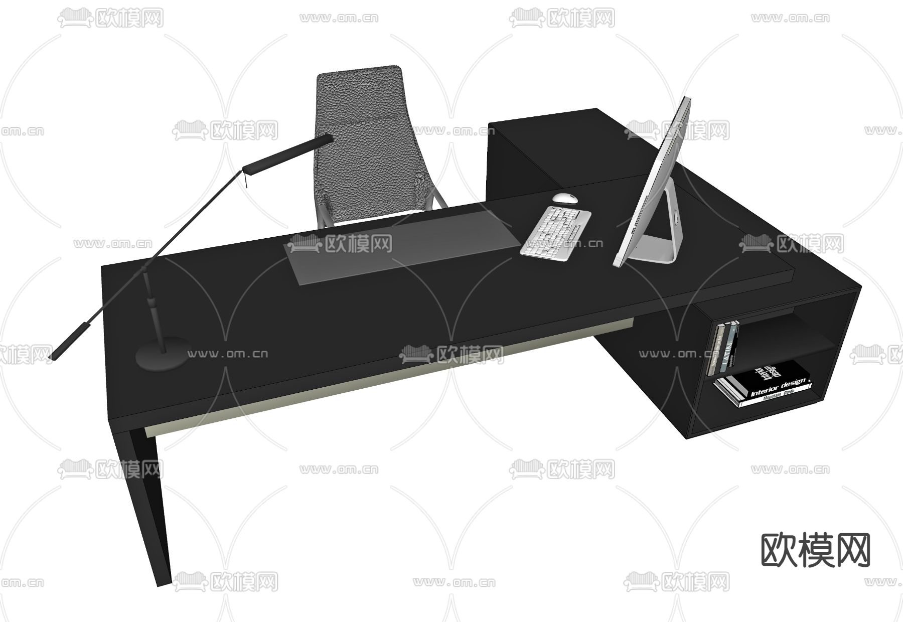 现代办公桌椅su模型下载（渲染图3）