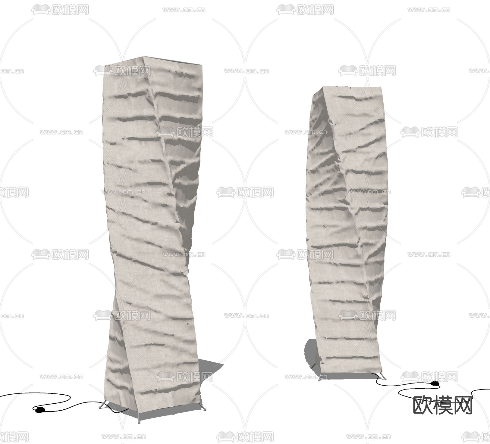 日式纱布落地灯su模型下载（渲染图2）