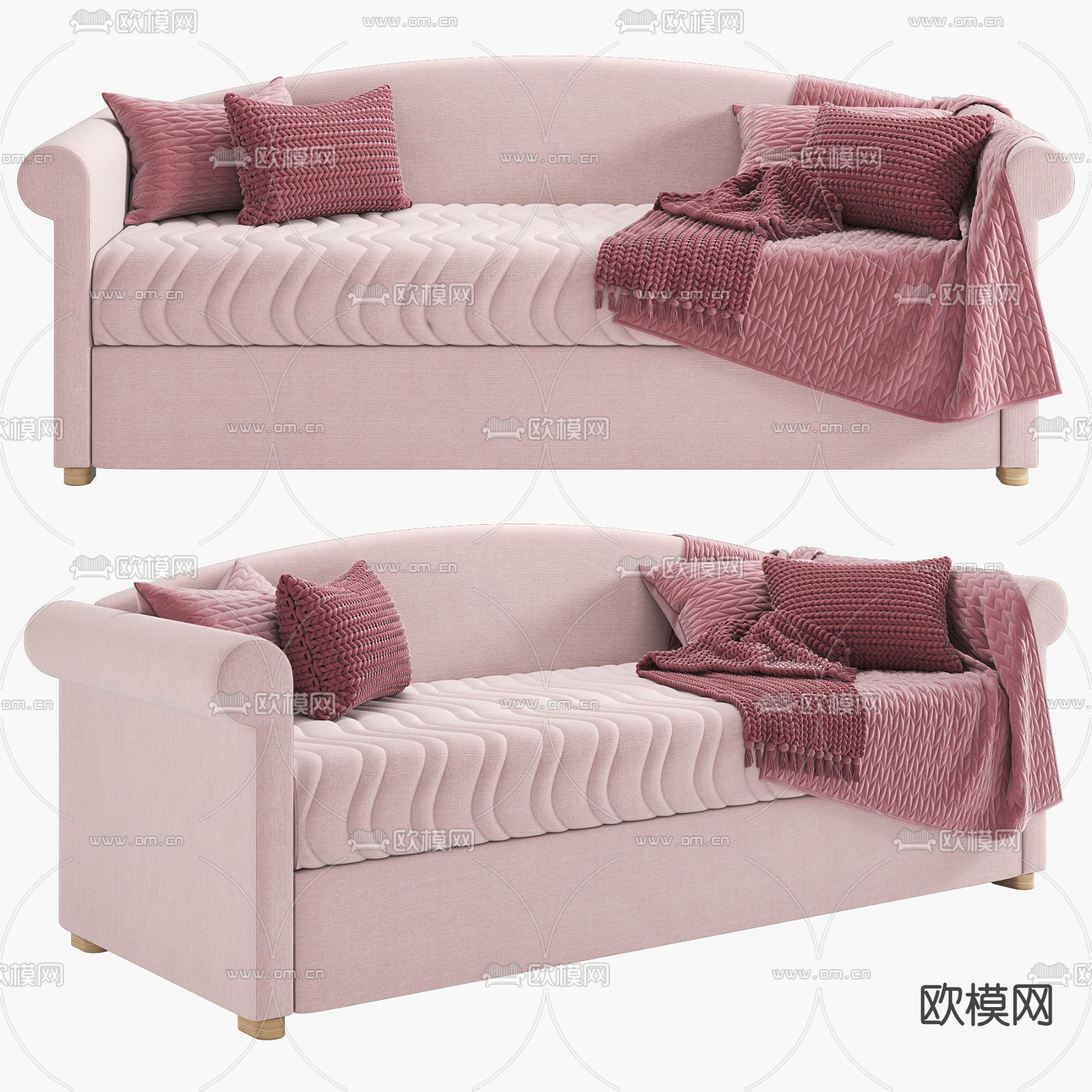 北欧布艺双人沙发3d模型