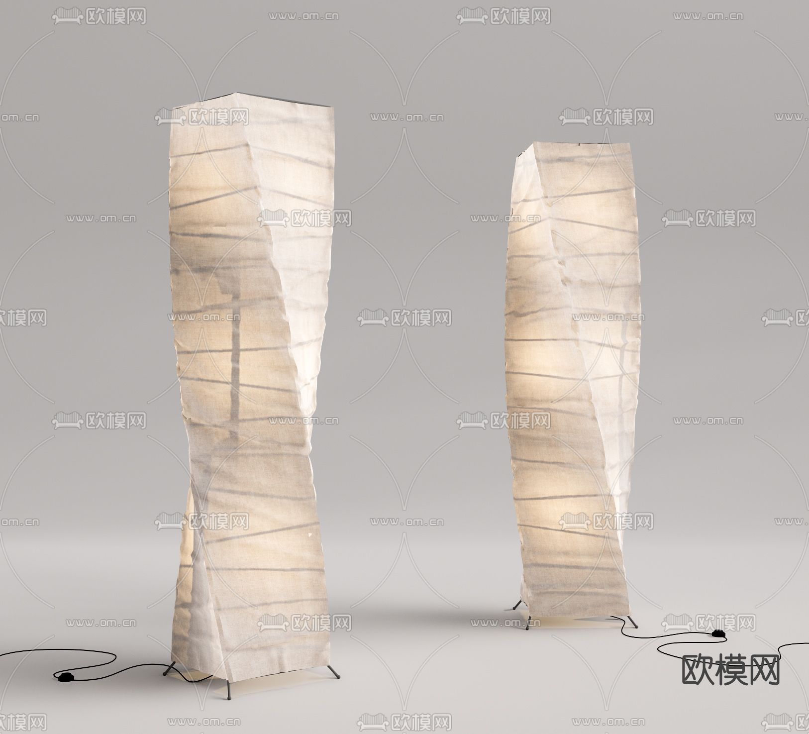 日式纱布落地灯su模型下载（渲染图1）