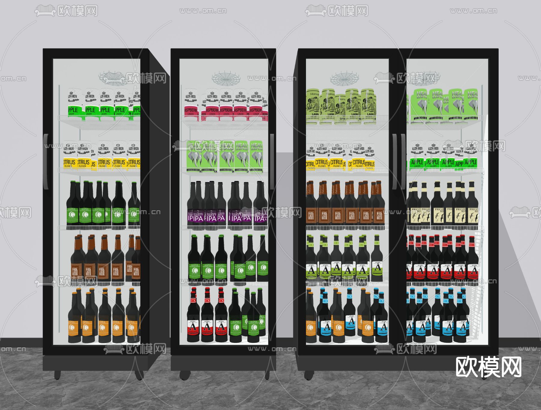 现代冰柜冷饮柜冷藏柜su模型下载（渲染图2）