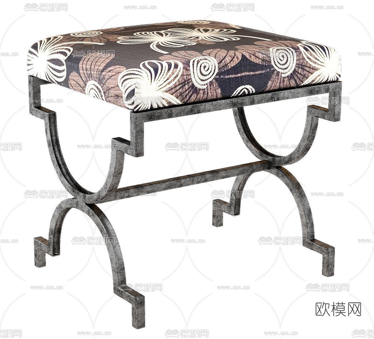 欧式布艺凳子免费3d模型下载