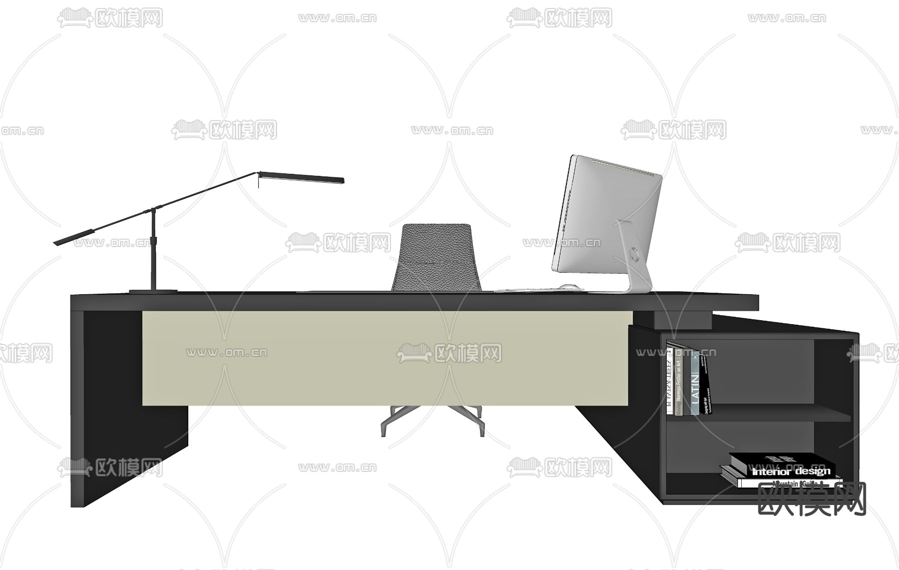 现代办公桌椅su模型下载（渲染图2）