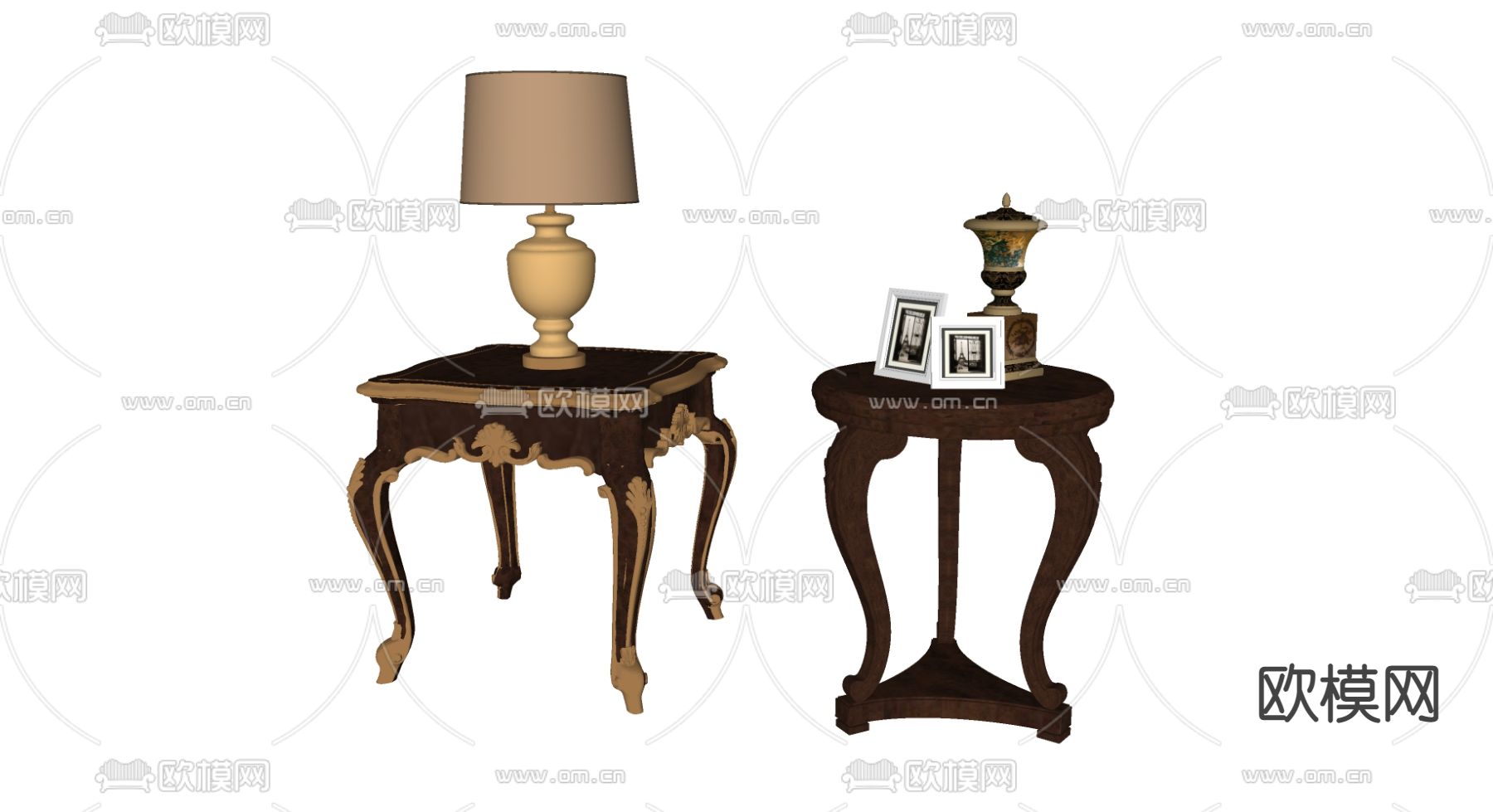 欧式古典风边几角几su模型下载（渲染图2）