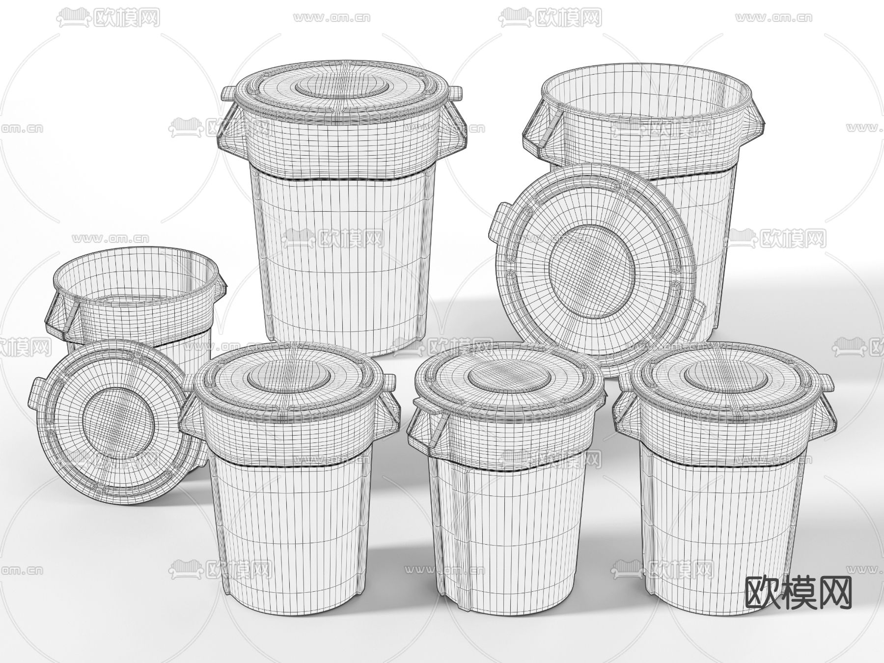 现代多用途垃圾桶3d模型下载（渲染图2）