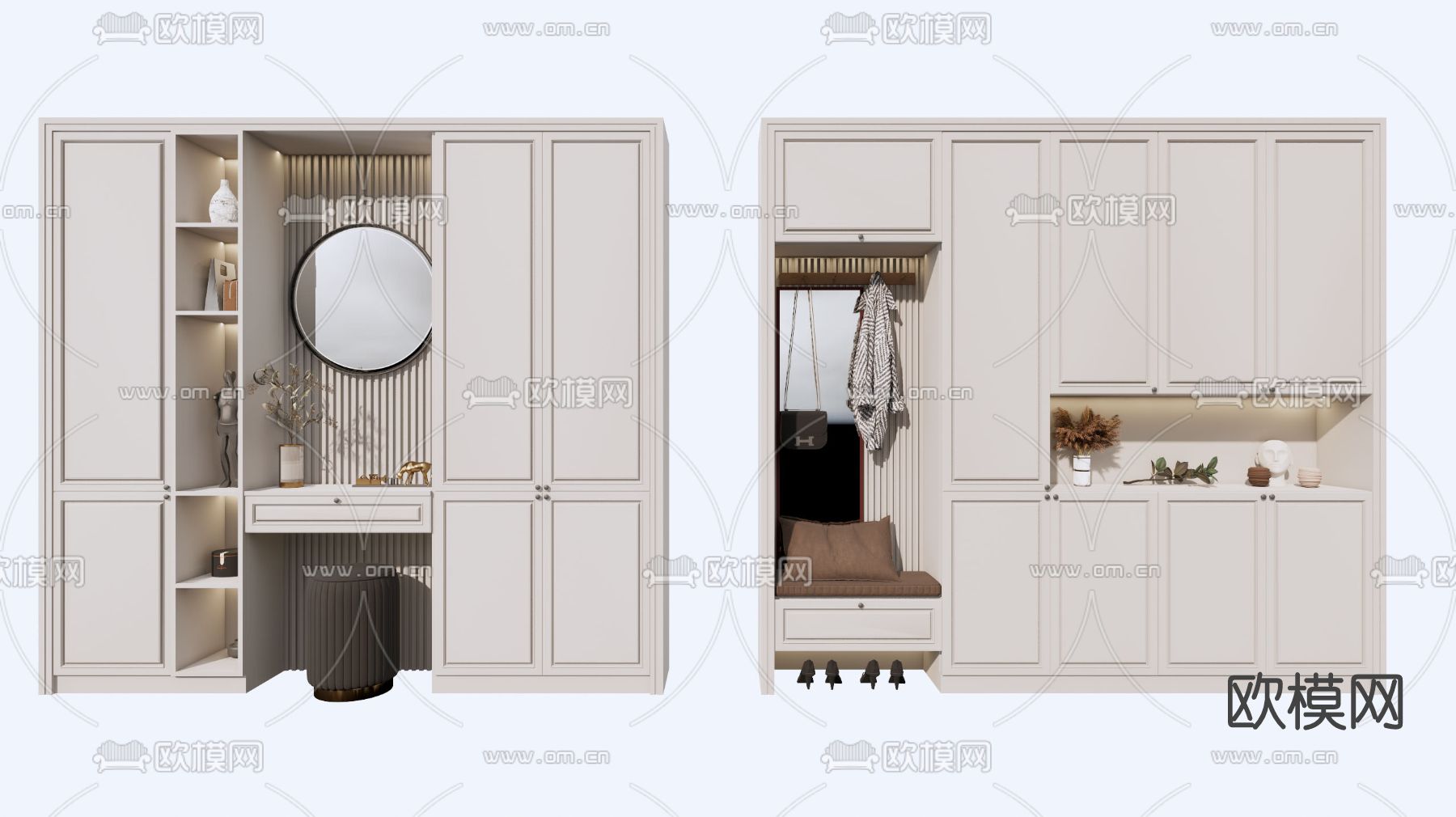 美式鞋柜su模型下载（渲染图1）