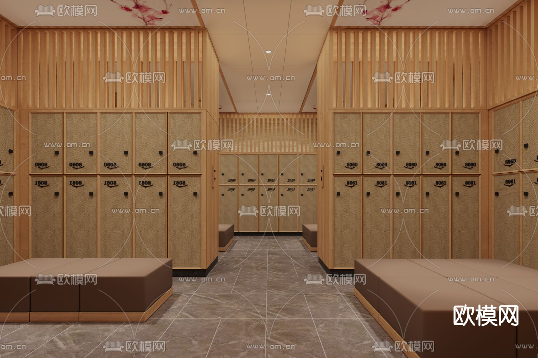 日式桑拿汗蒸洗浴中心3d模型下载（渲染图3）