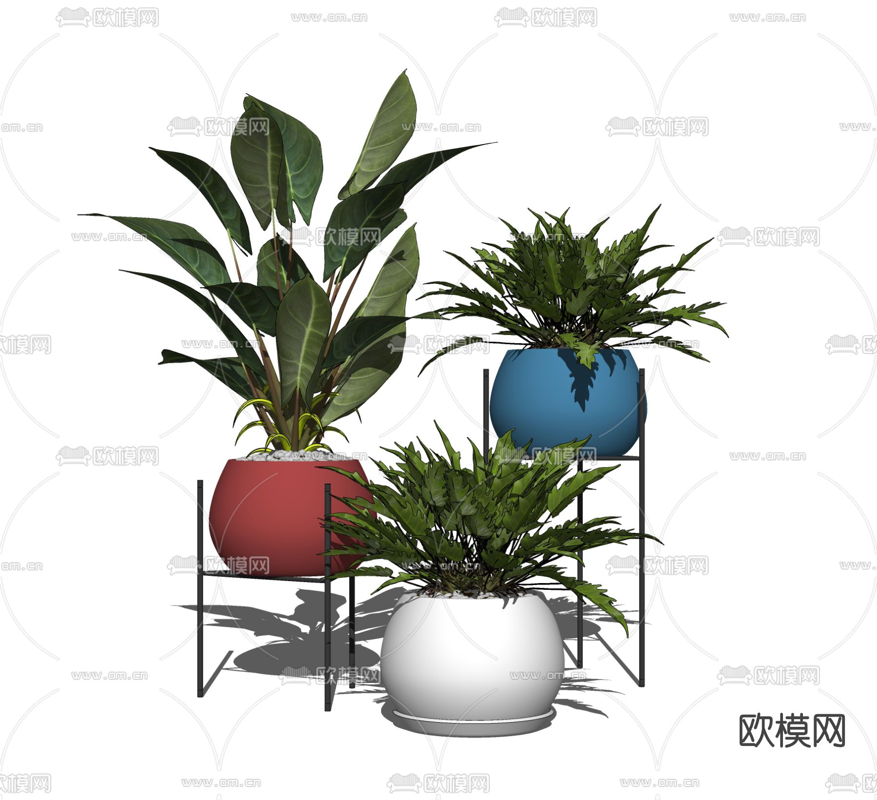 现代植物盆栽su模型