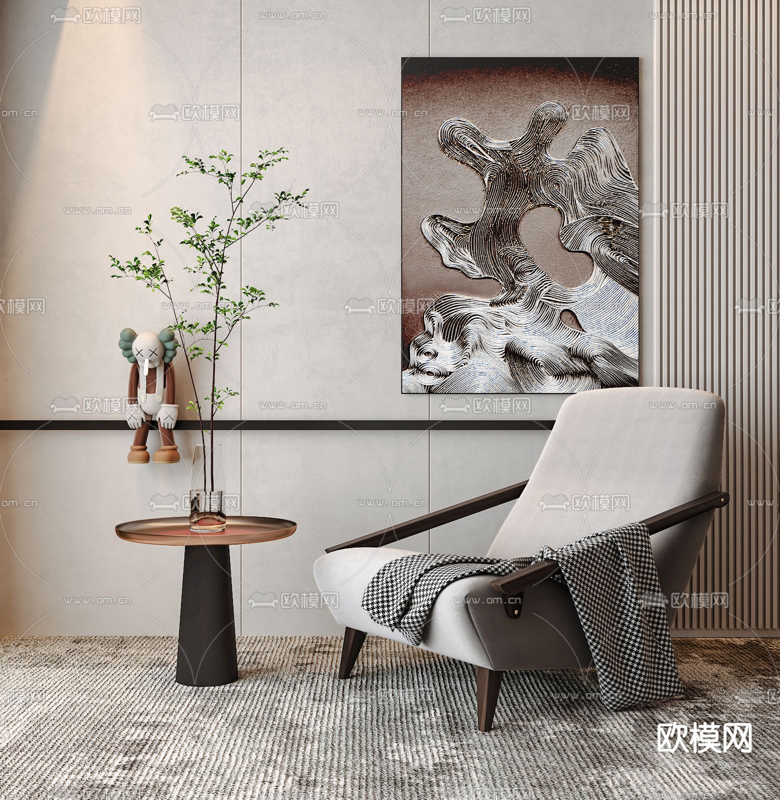 现代布艺休闲沙发3d模型