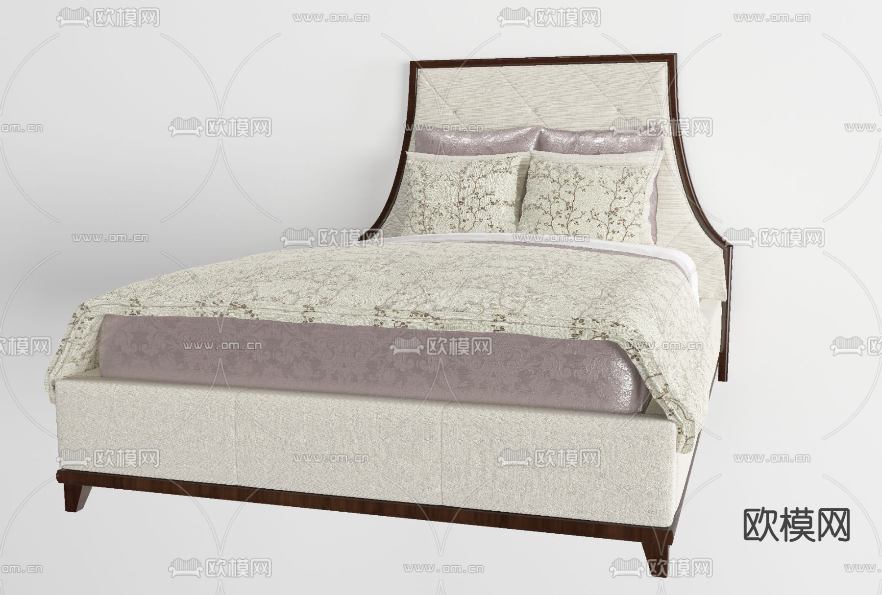 美式单人床免费3d模型下载