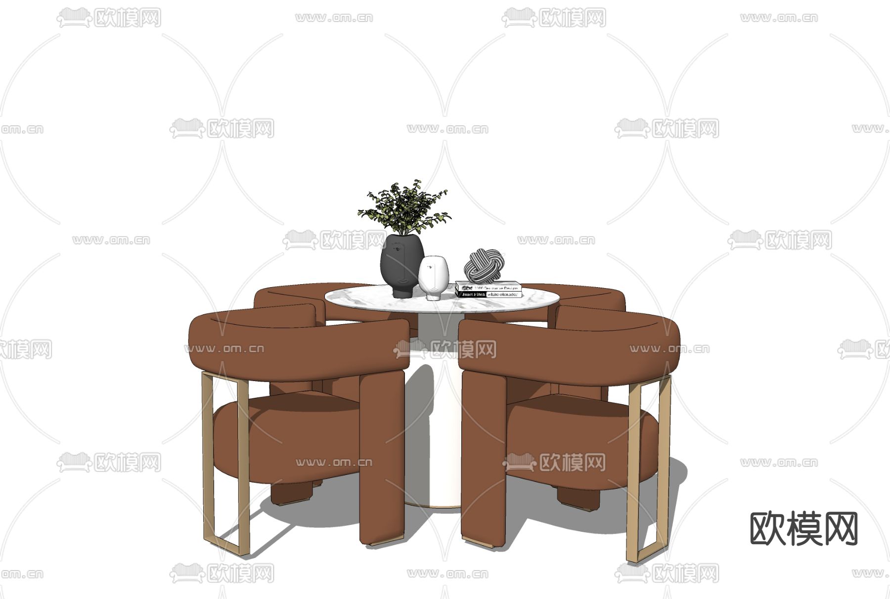 现代简约洽谈桌椅su模型下载（渲染图2）