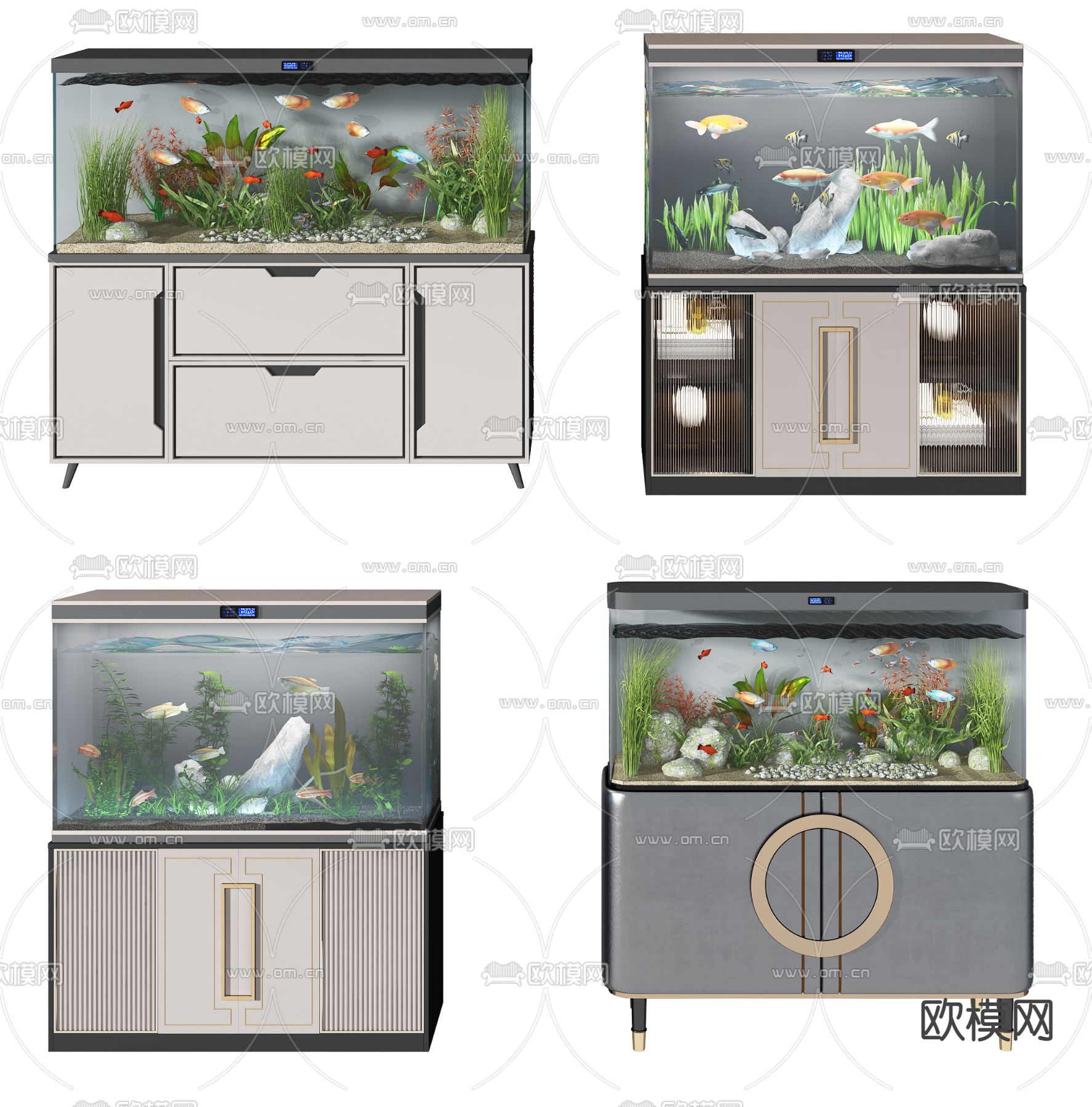 现代鱼缸水族箱3d模型