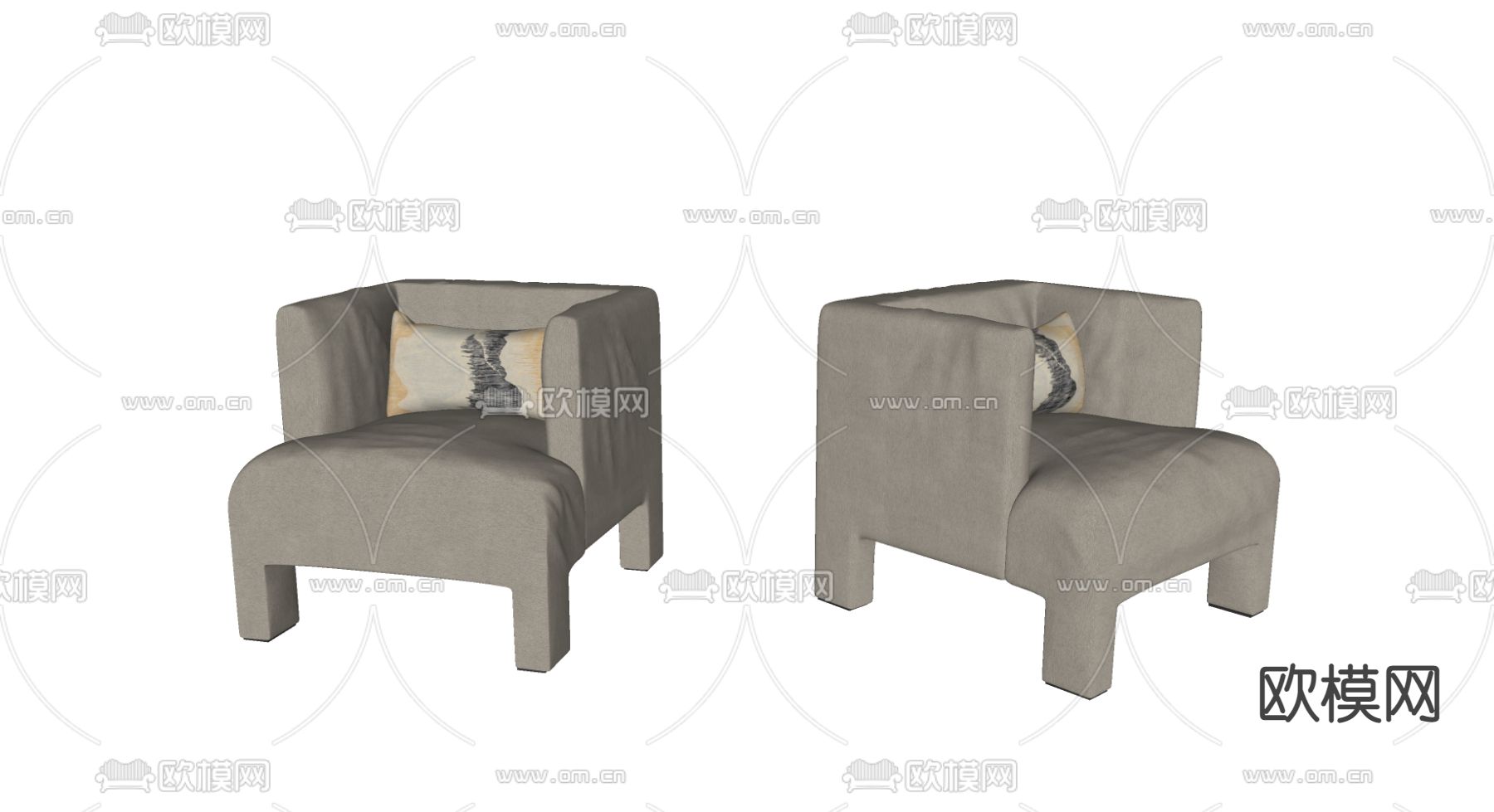 现代简约儿童沙发椅su模型下载（渲染图2）