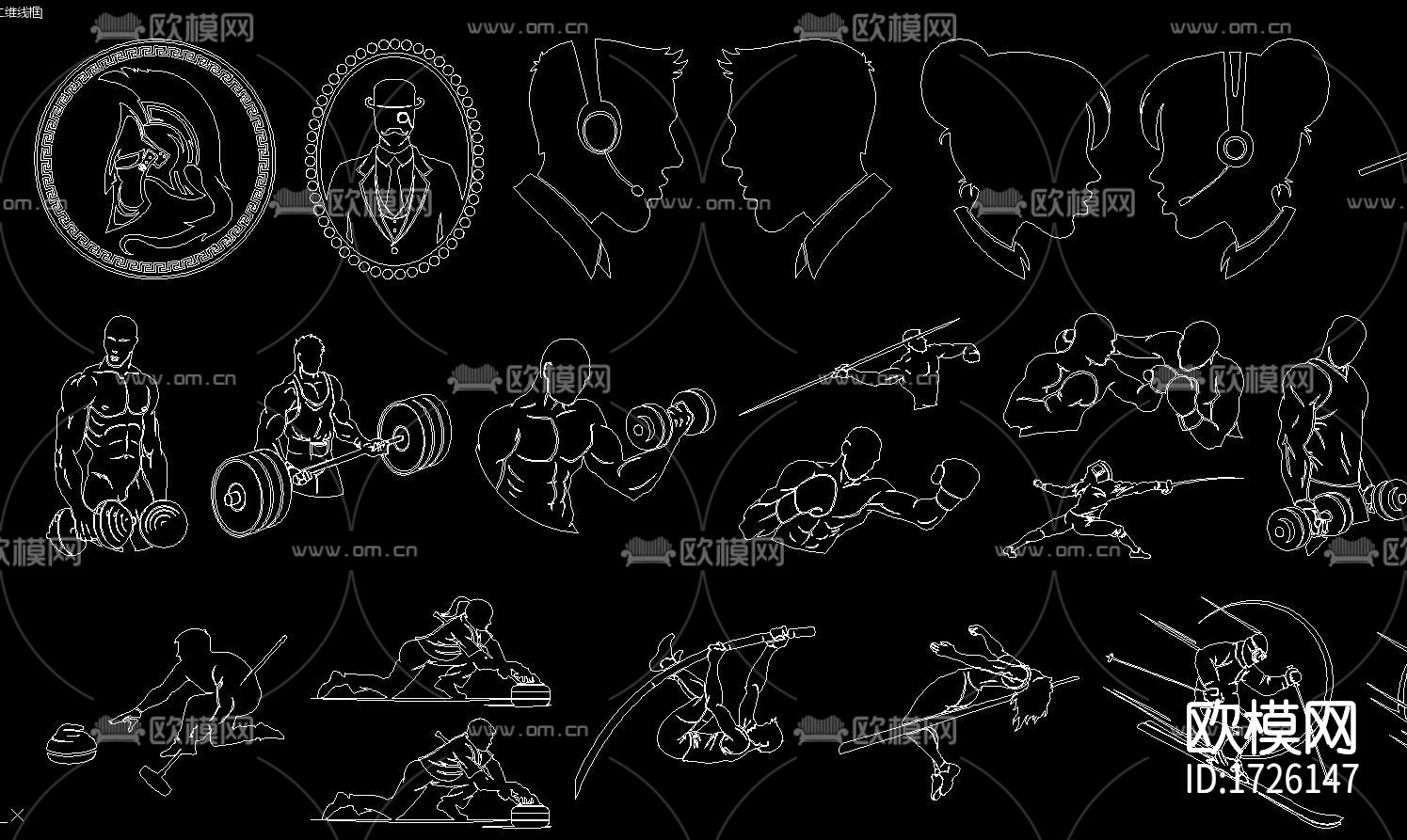 健身人物cad图库下载（渲染图6）