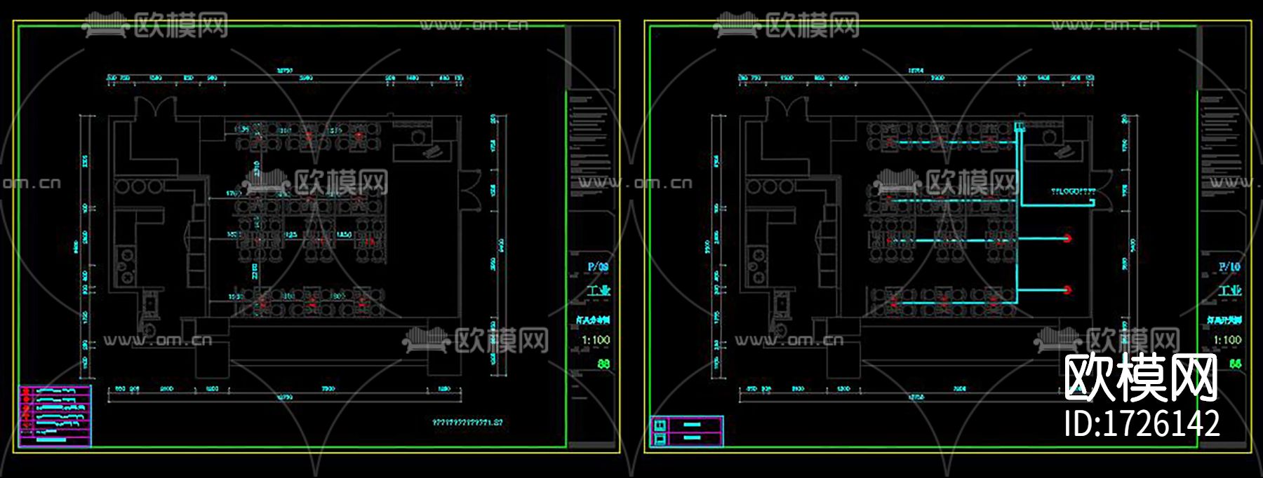 餐厅cad施工图下载（渲染图4）