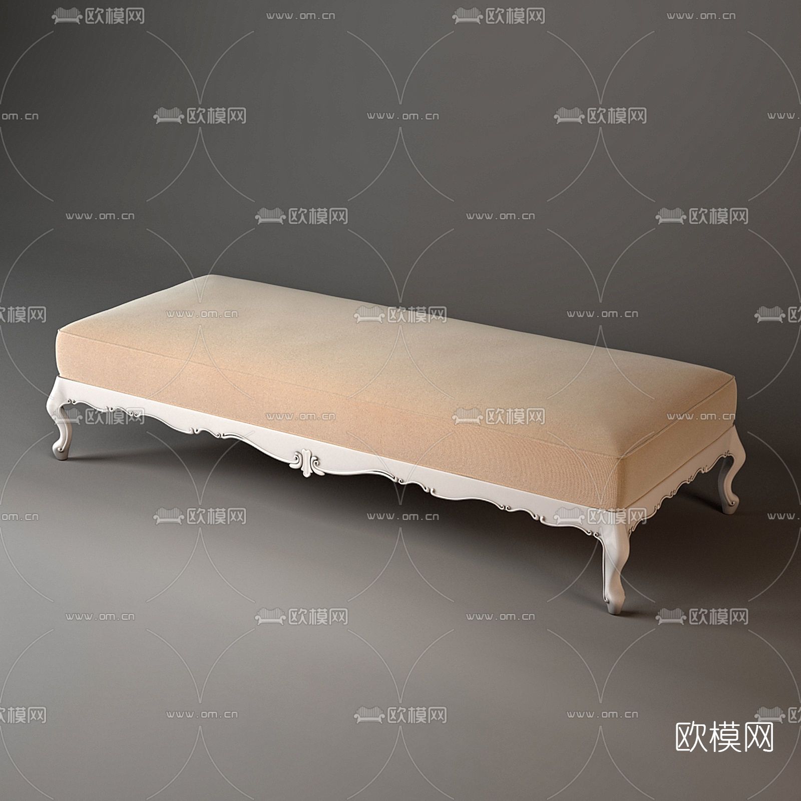 欧式布艺脚踏免费3d模型下载