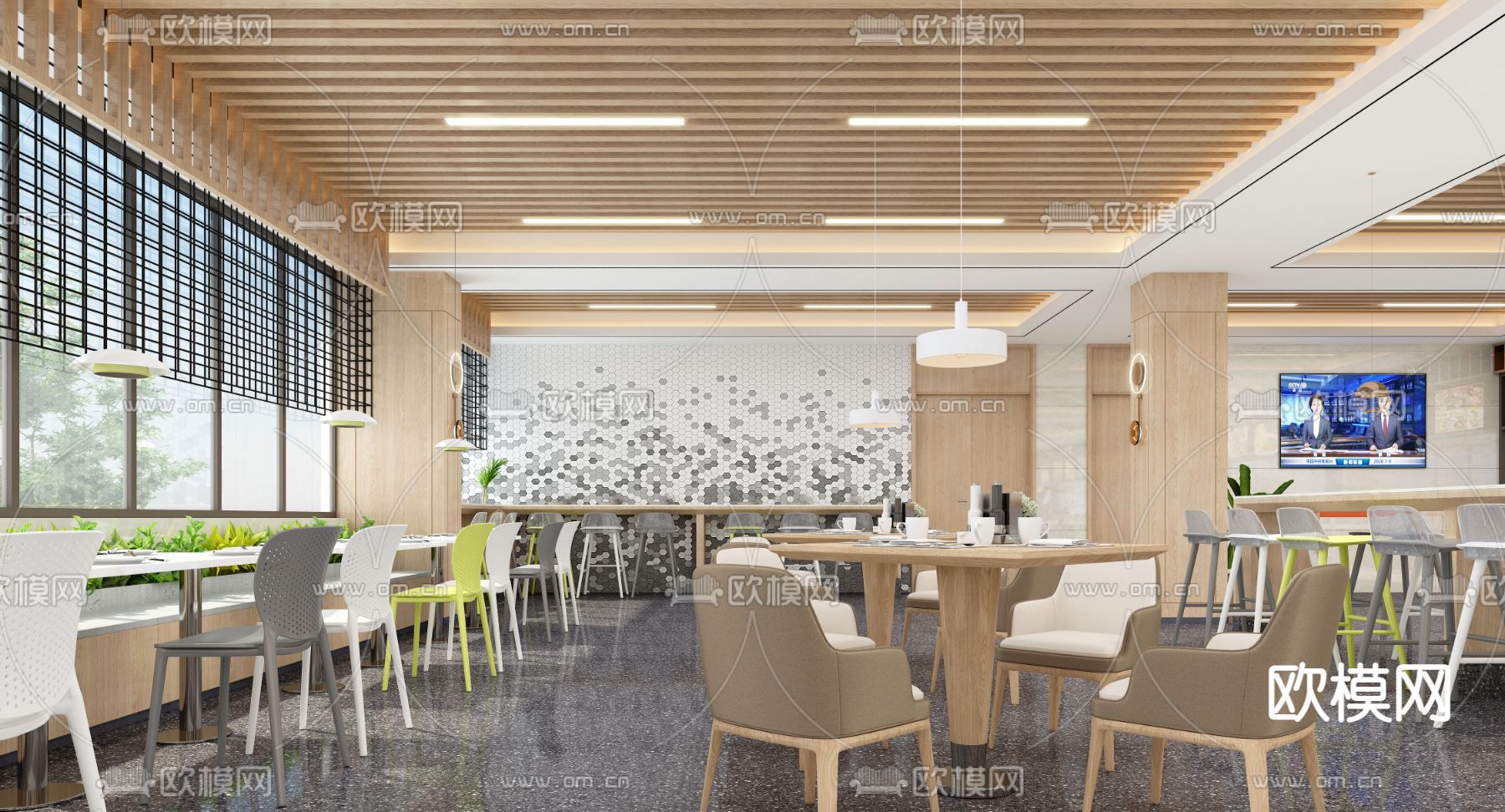现代食堂快餐店3d模型