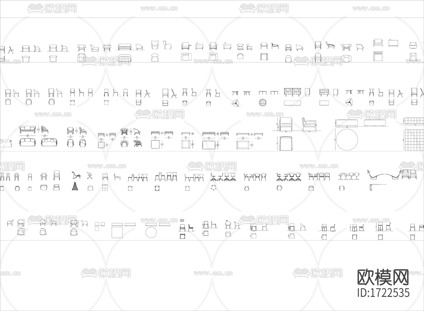 桌椅cad图库下载（渲染图2）