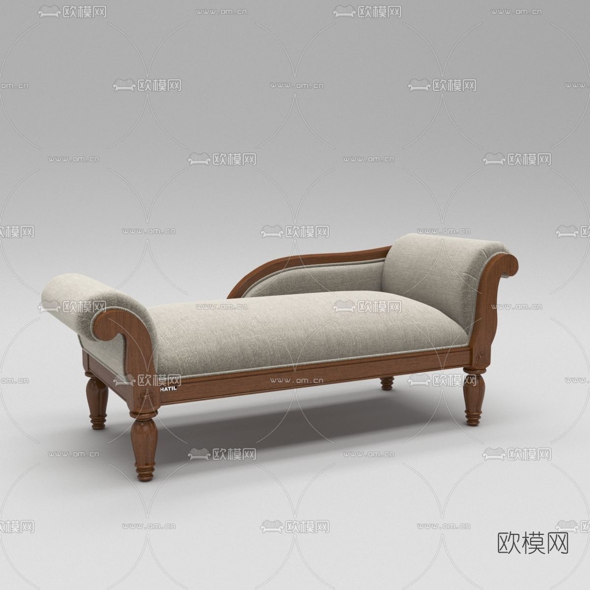 美式布艺贵妃椅免费3d模型