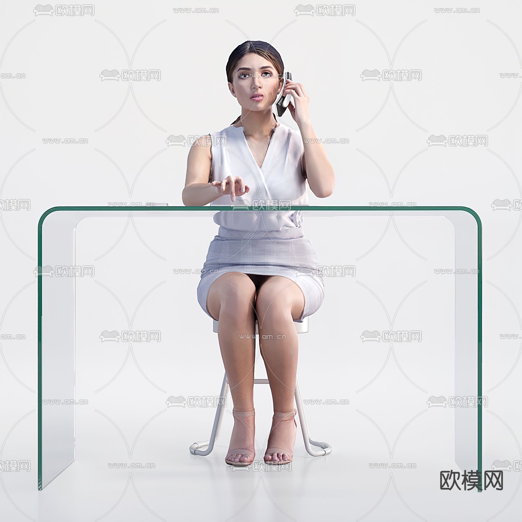 现代前台客服人员3d模型