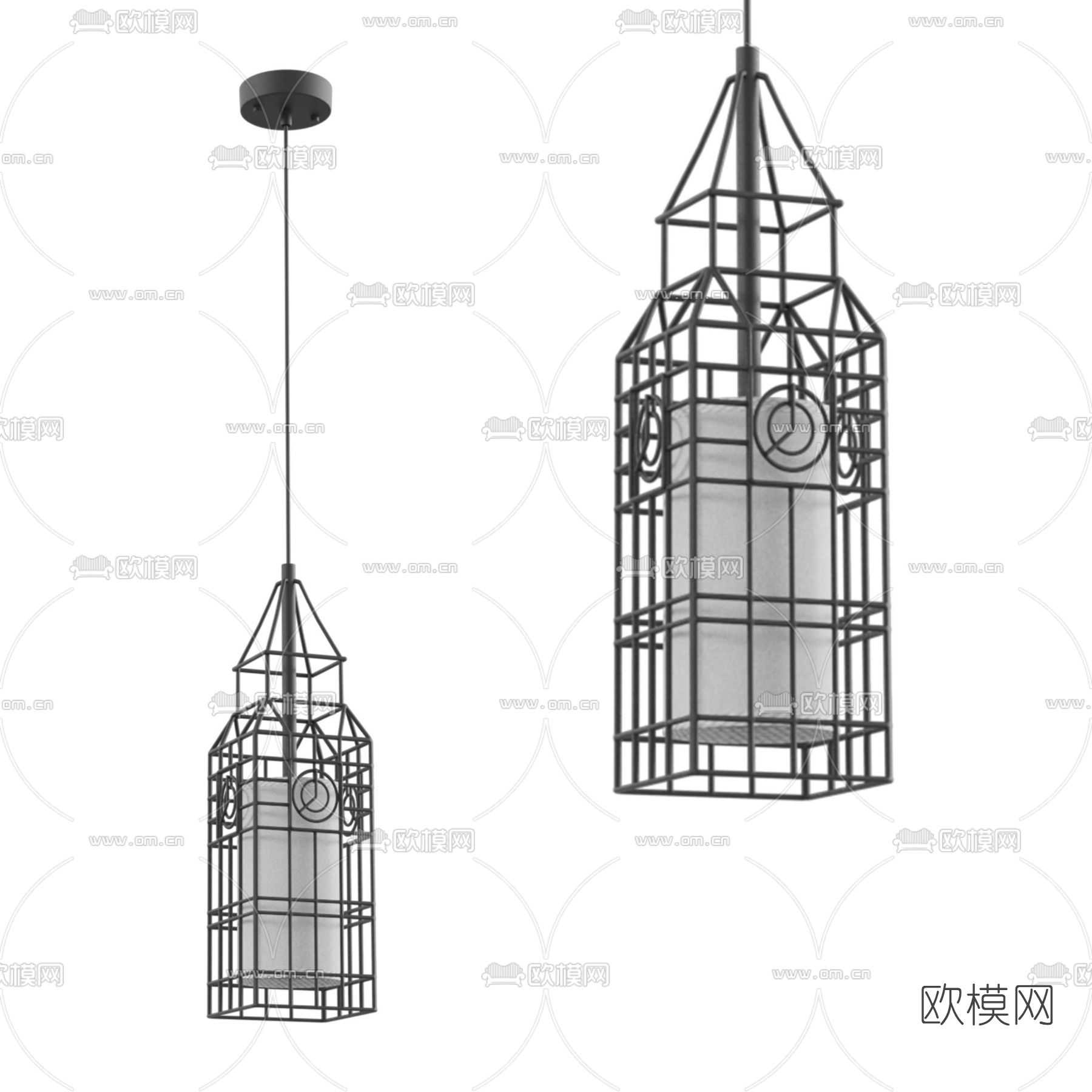 工业风吊灯免费3d模型下载