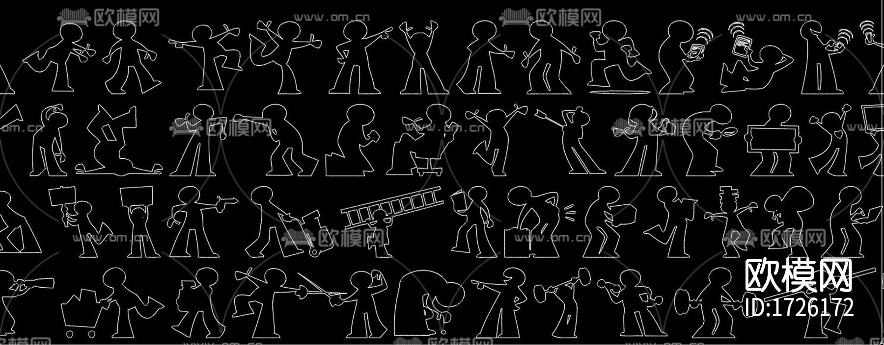 人物运动cad图库下载（渲染图2）