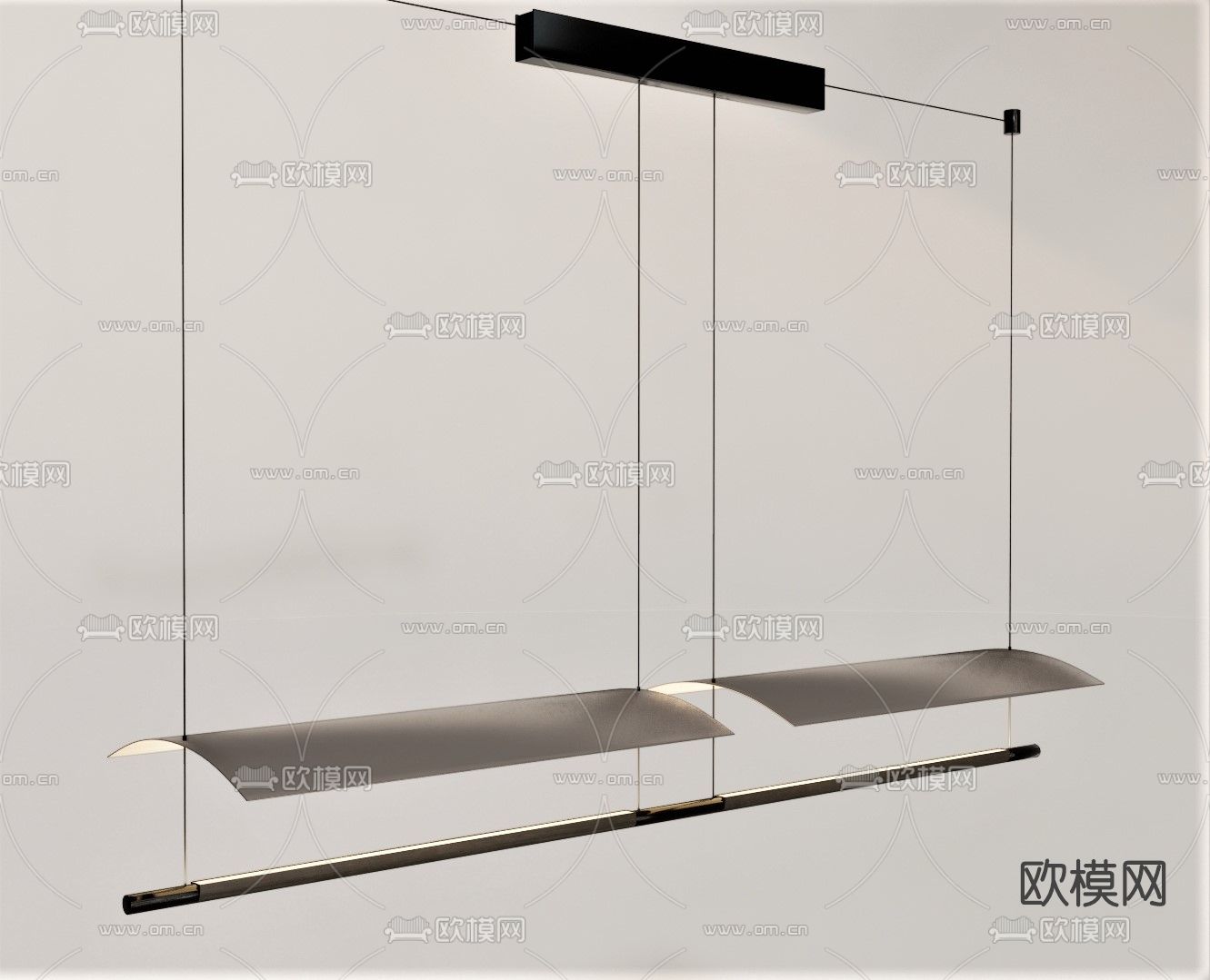 现代办公吊灯su模型下载（渲染图1）