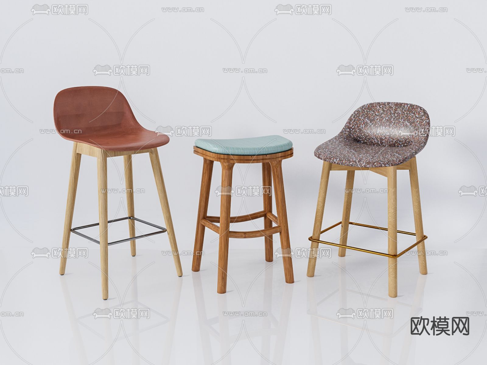 现代吧椅吧凳su模型下载（渲染图1）