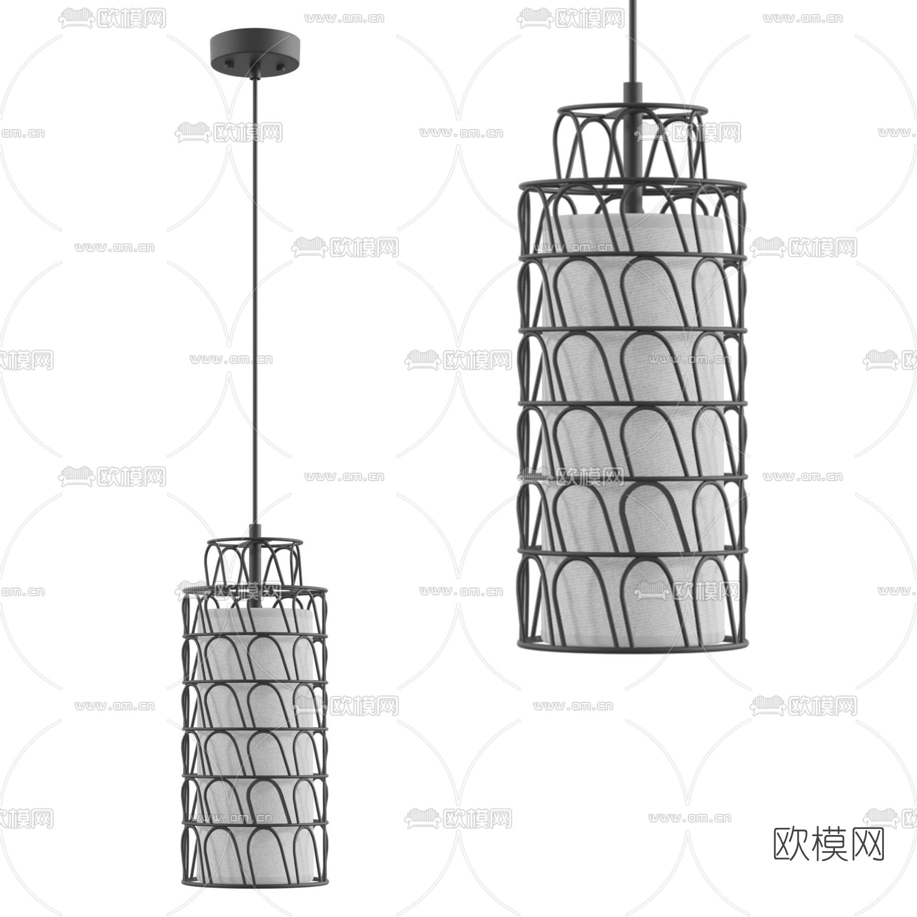 工业风吊灯免费3d模型下载