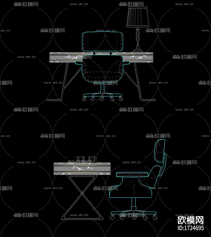 书桌椅cad立面图下载