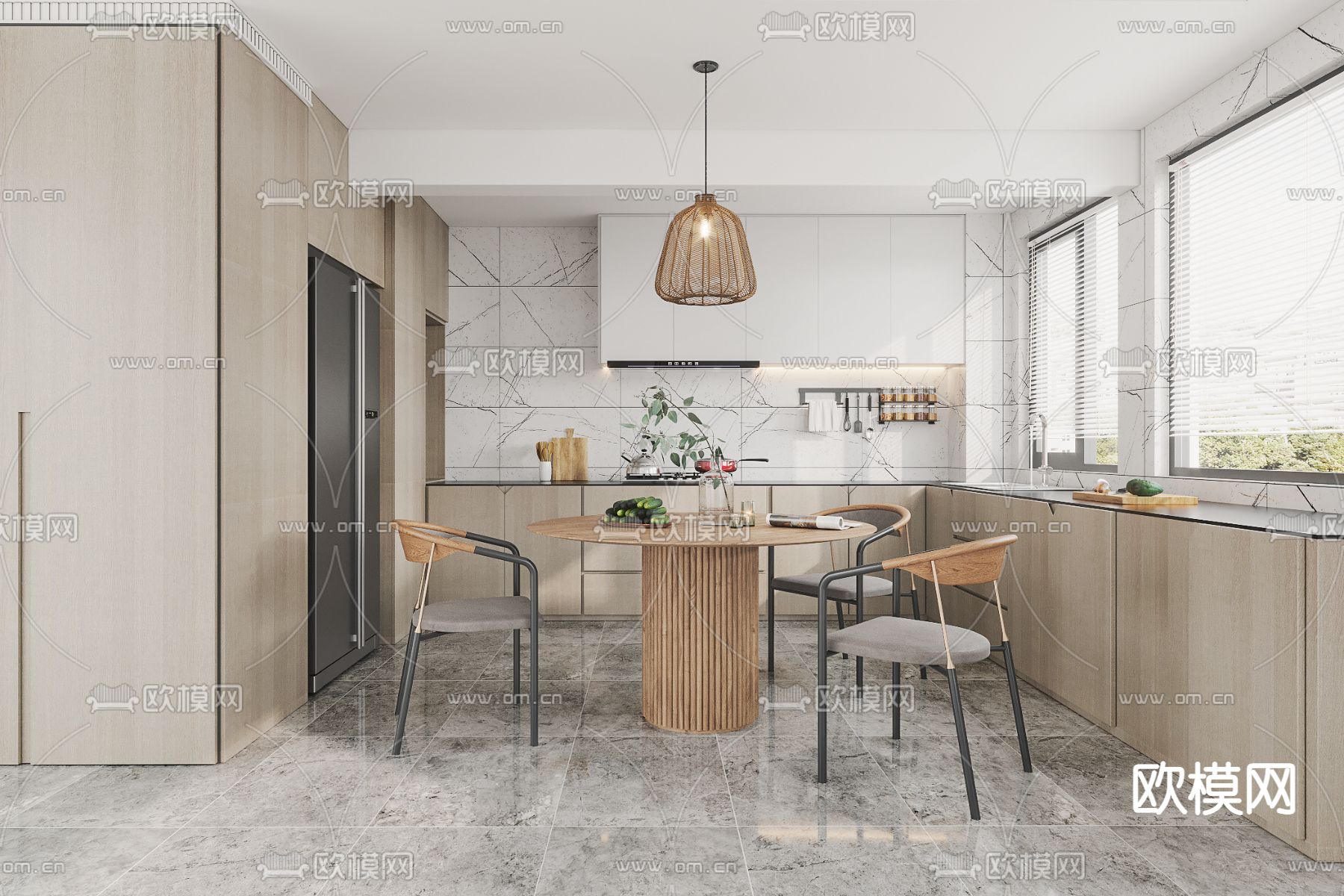 北欧厨房3d模型下载