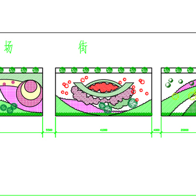  道路綠化cad平面圖 