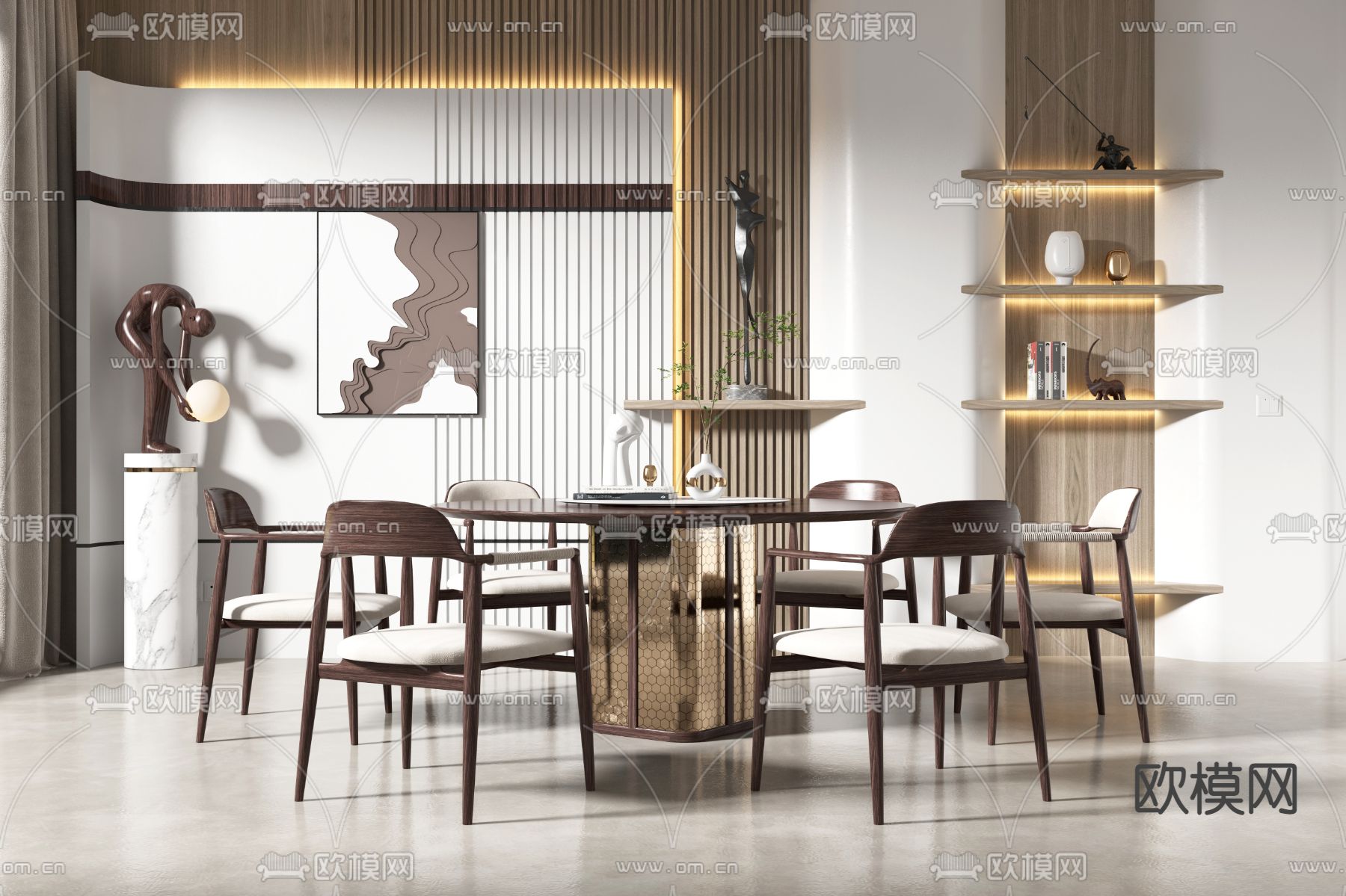 现代轻奢餐厅3d模型