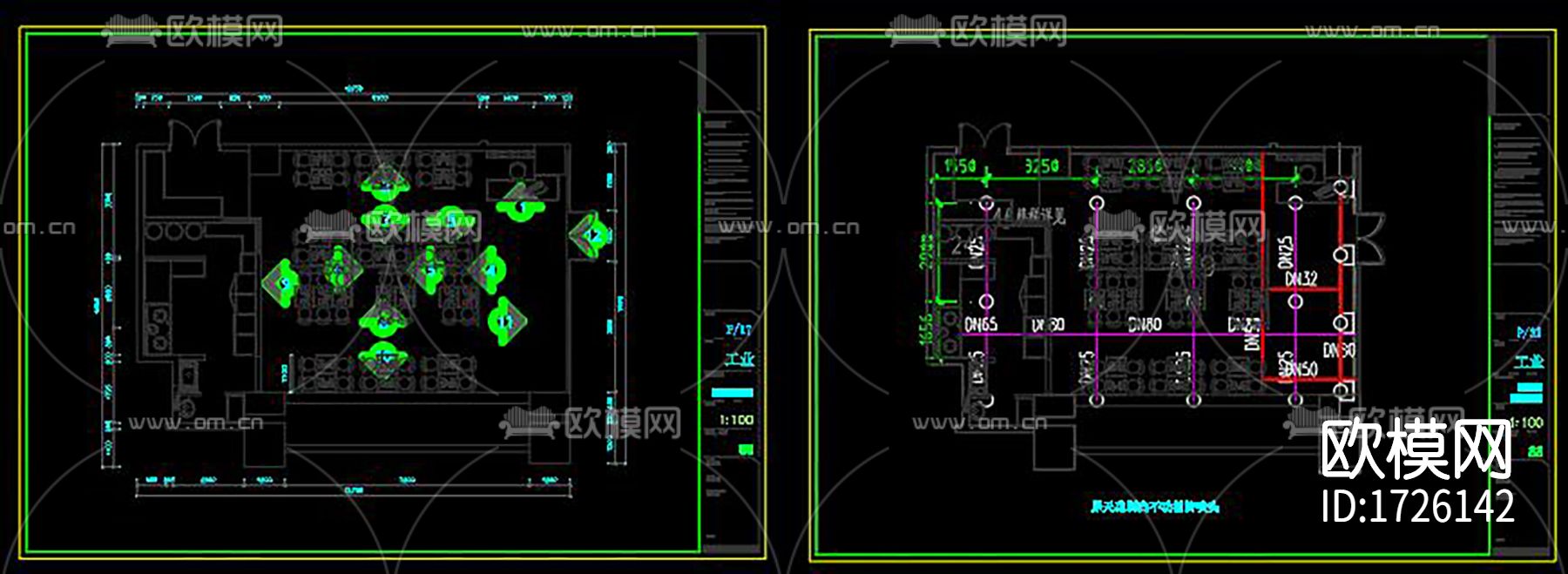 餐厅cad施工图下载（渲染图9）