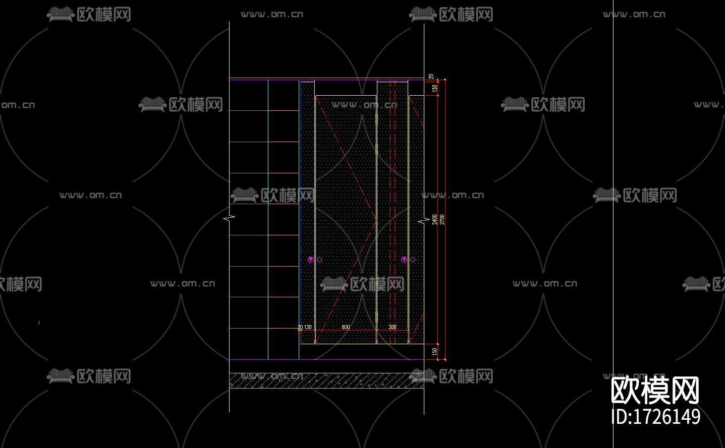 卫生间隔断cad节点大样图下载（渲染图4）