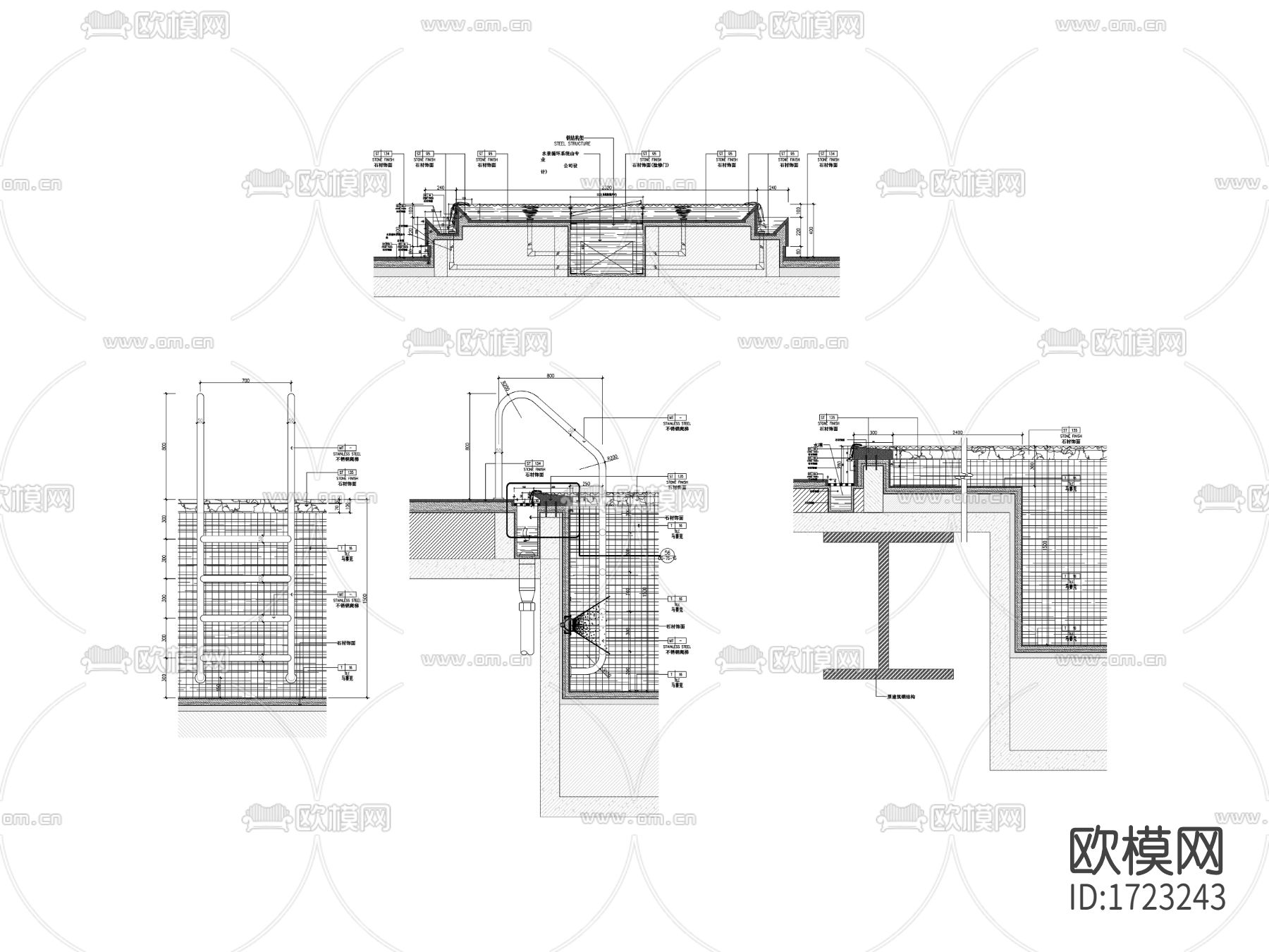 游泳池cad节点大样图下载