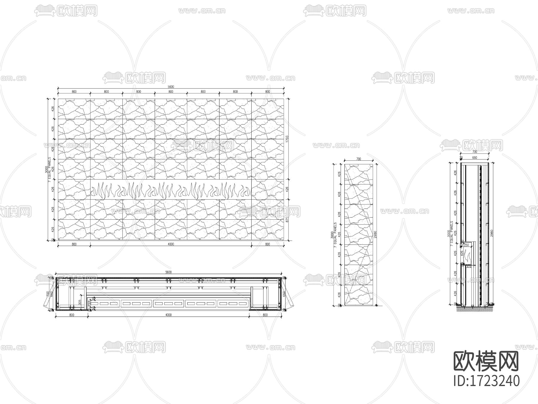 内嵌壁炉cad节点大样图下载